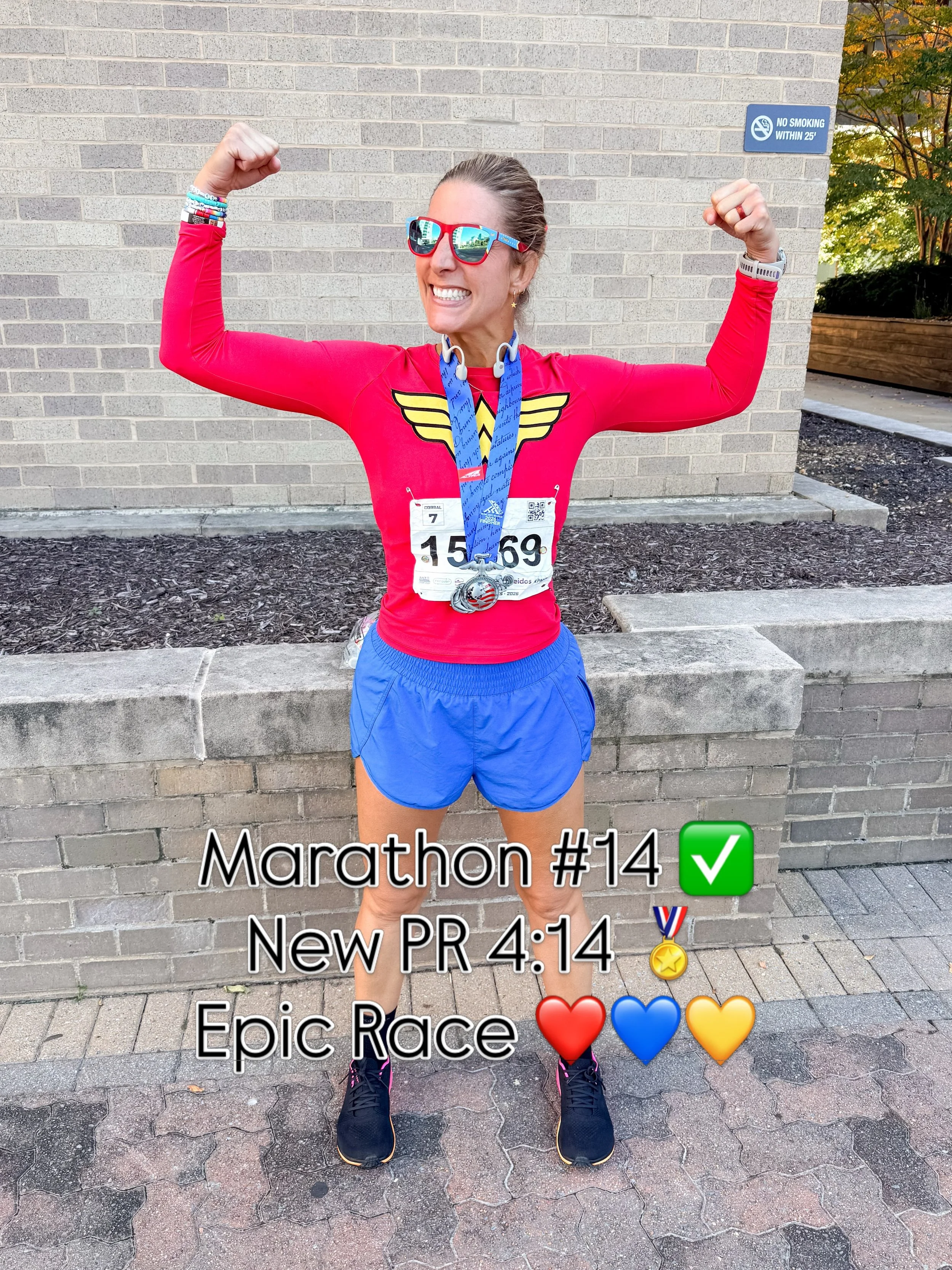 2026 Marine Corps Marathon was perfection in every way: weather, course, crowd support, fueling strategy! ❤️💙💛🏅

And bonus, when I picked out my race fit, I had no idea one positive consequence would thousands of strangers yelling &ldquo;GO WONDER