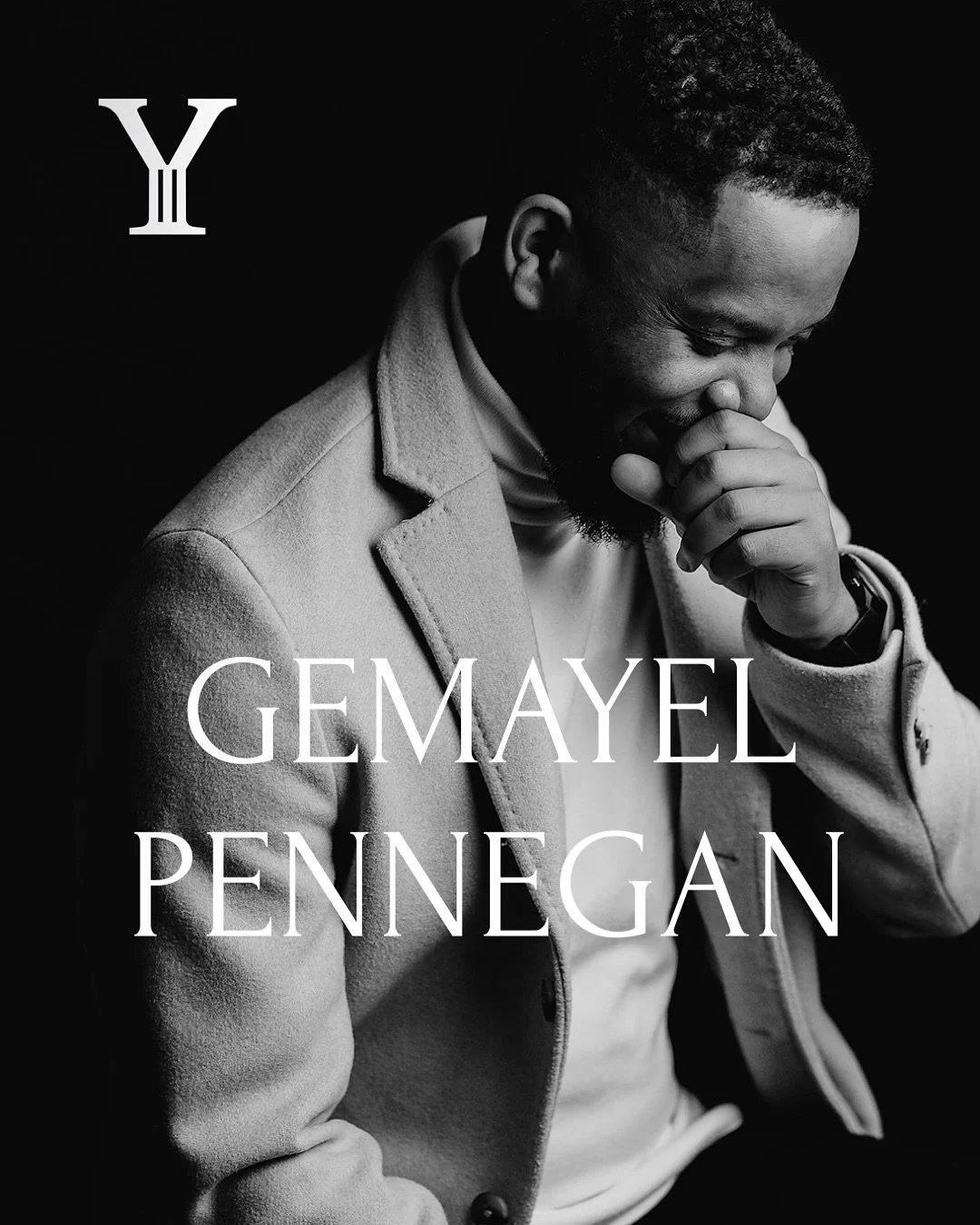 Greyscale head shot session with Gemayel Pennegan.