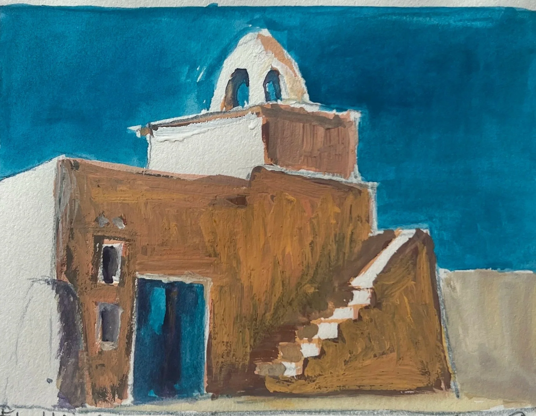 El Hejajma, Djerba | Gouache | 20x20cm | framed | £150