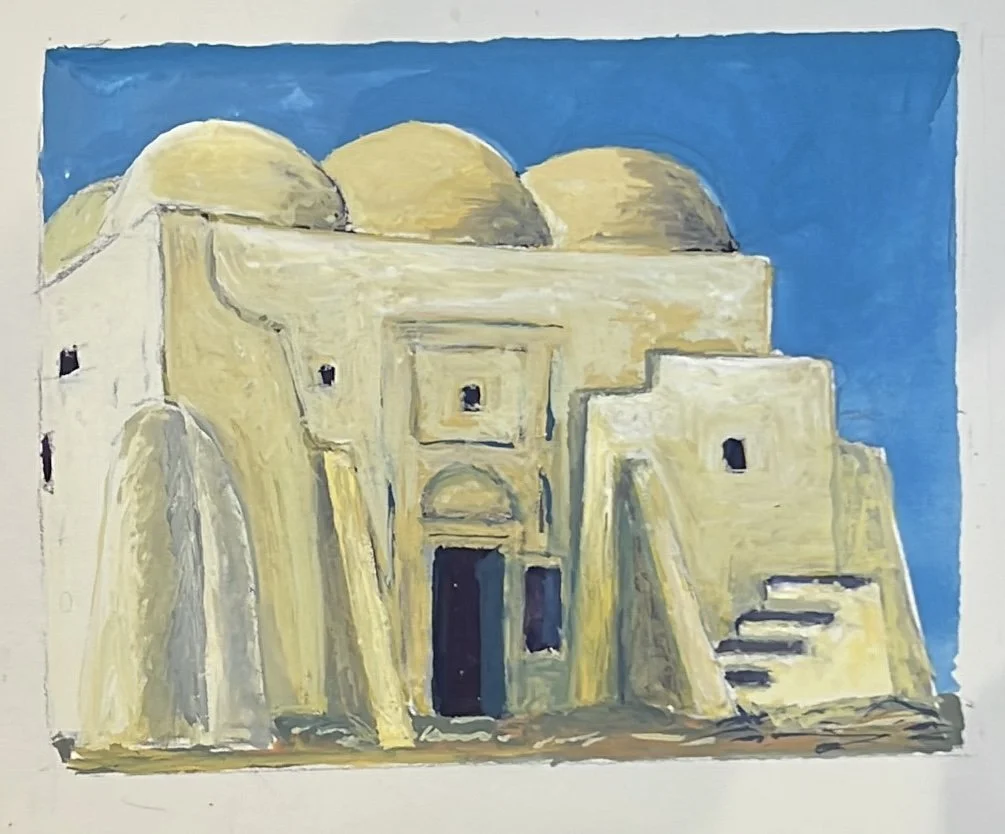 Bin Manzouzine, Djerba | Gouache | 27x27cm | framed | £185