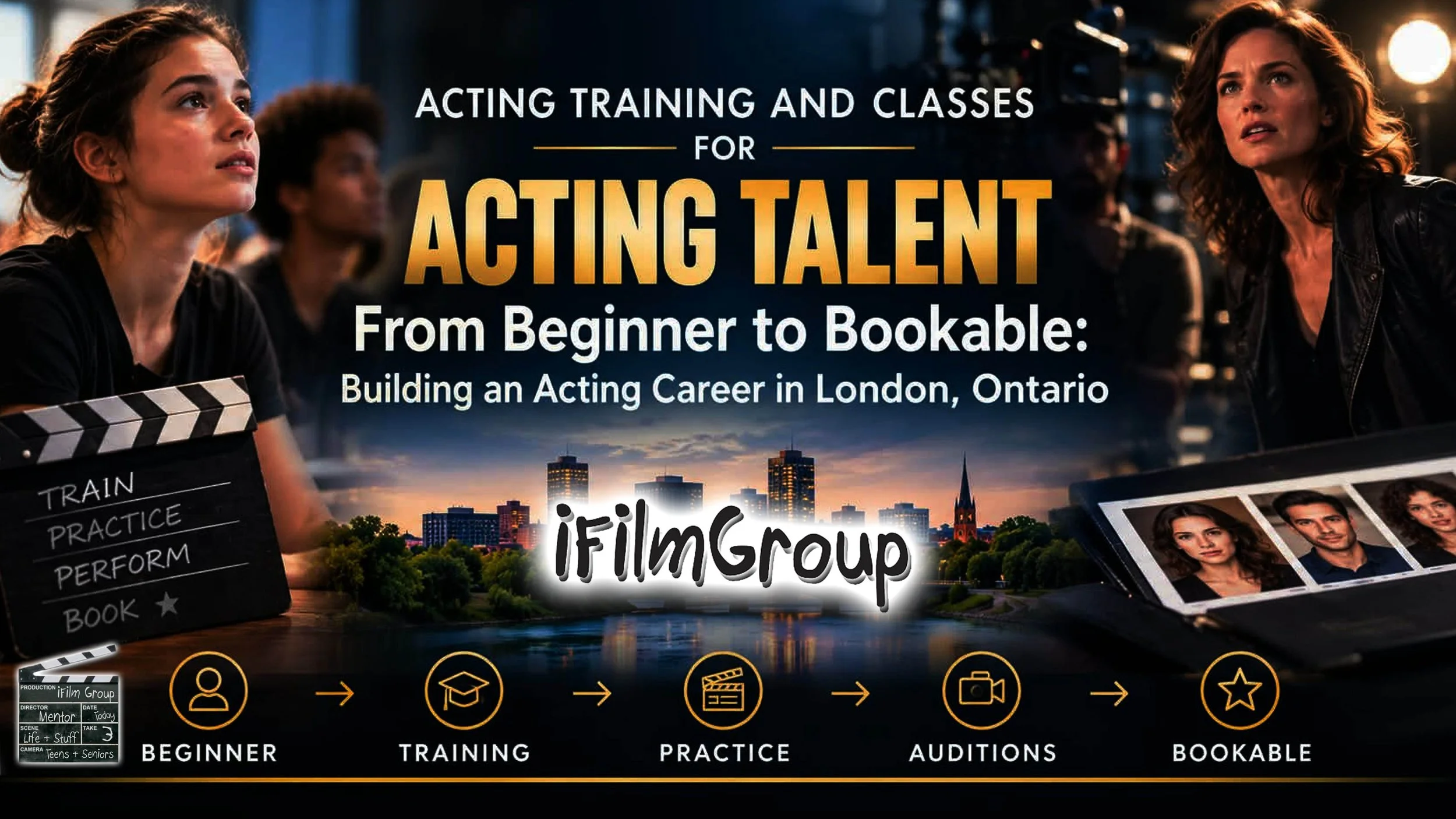 Photo ad of iFilmGroup for acting and training classes in London, Ontario