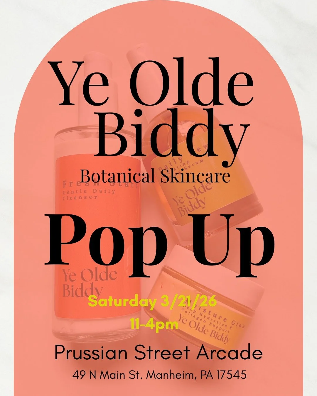 Come see me in person this Saturday
3/21 &bull; 11&ndash;4
@prussian_street_arcade 

The full line will be there to smell, test, and experience in person.

Body oils will be 40% off for the day &mdash; in person and online.

Come by, say hi, and find