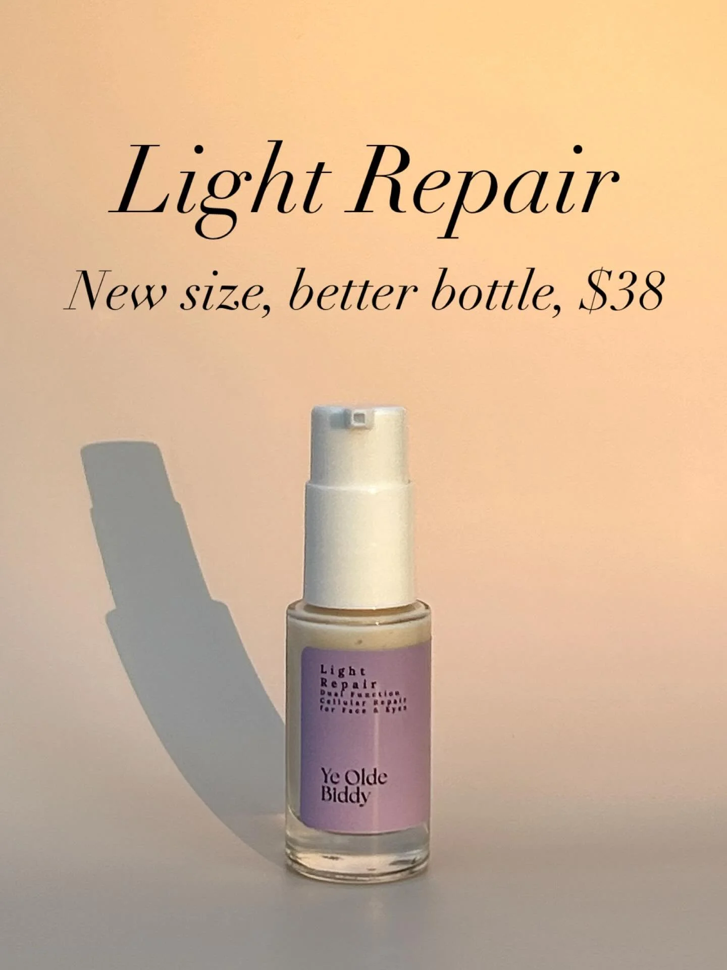 Been working on a few things behind the scenes this week.

Light Repair Cream now has a new size, improved bottle experience, and price.  Same lightweight, targeted support for eyes, lines, and delicate areas.

Also been working on new product photog
