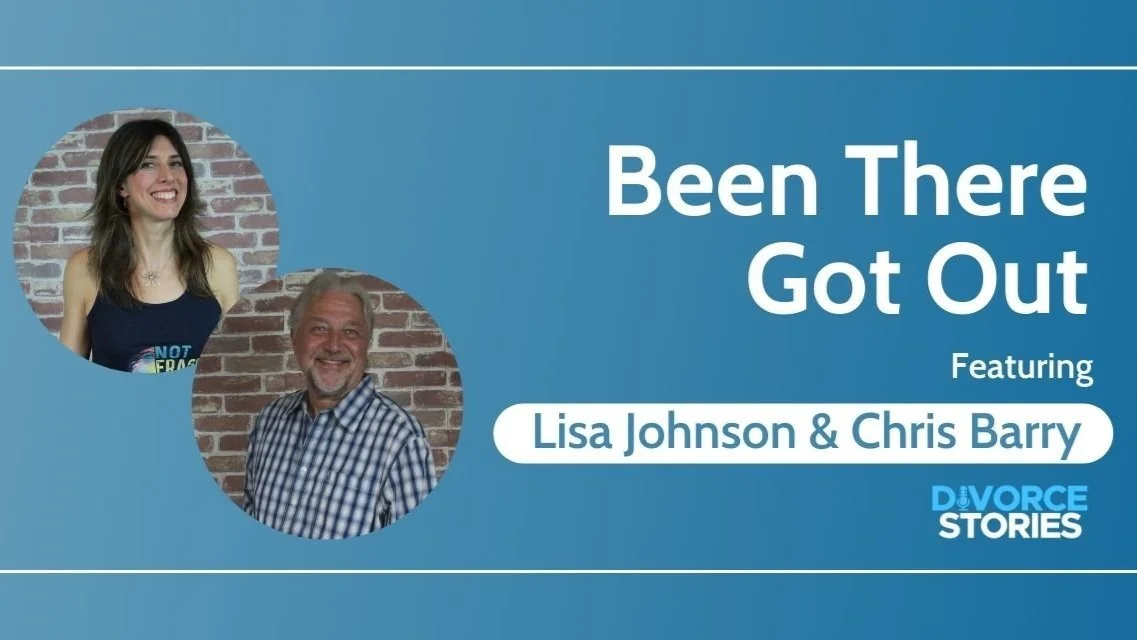 Promotional graphic for a podcast episode titled "Been There Got Out" featuring Lisa Johnson and Chris Barry, with photos of Lisa and Chris against brick wall backgrounds.