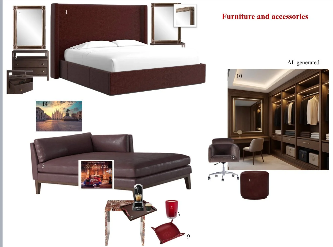furniture selection to go with the color scheme