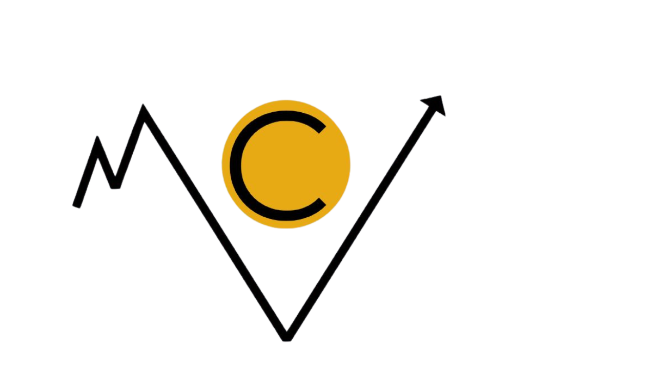 A digital graphic with a black background showing a line graph with peaks and troughs. A large yellow location marker with a black copyright symbol overlaying the graph. The graph line trend shows fluctuations, ending with an upward arrow.