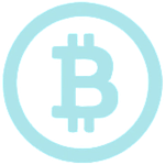 Bitcoin symbol inside a circle, representing cryptocurrency.