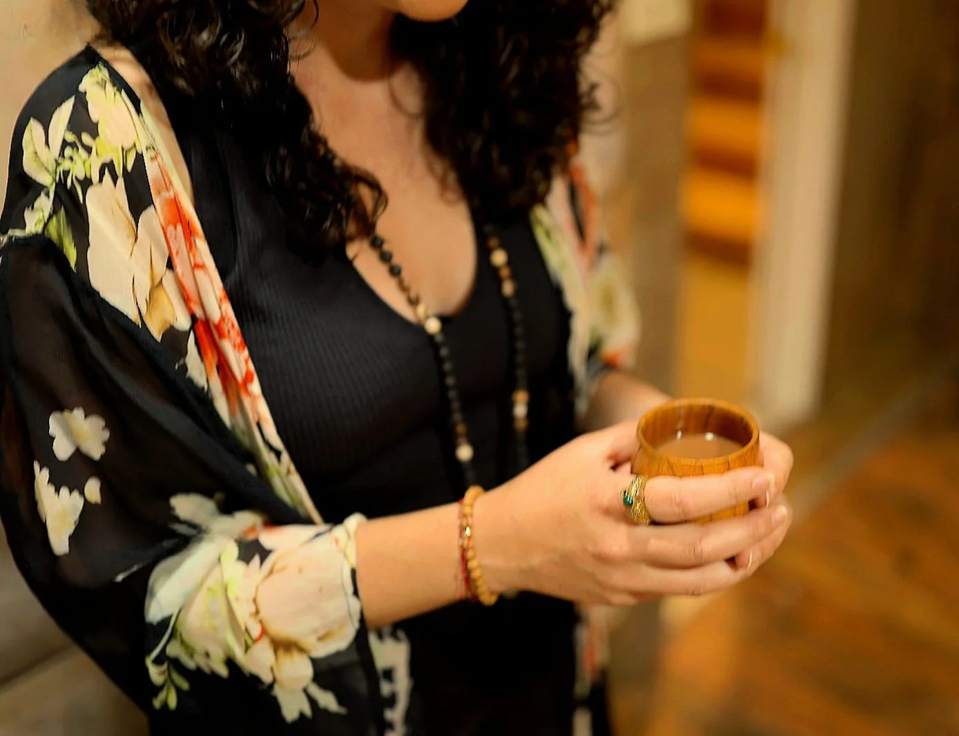 Holding cup of ceremonial cacao in Durham, CT