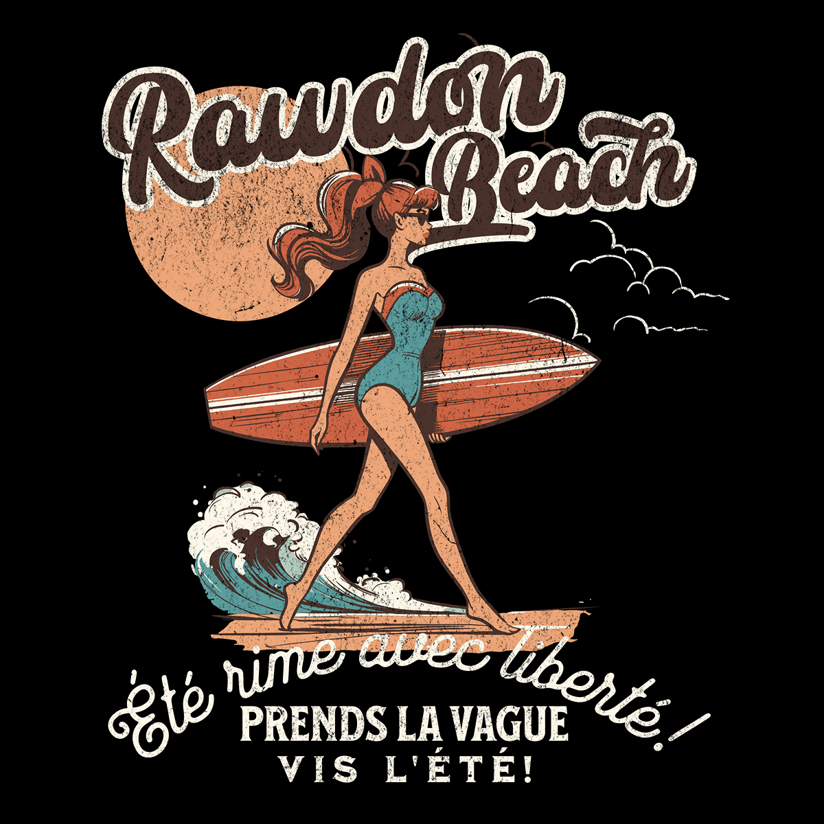 Rawdon beach - Art Illustration Vintage Girly Beach & Surf Long Beach Pin-up Illustration.png