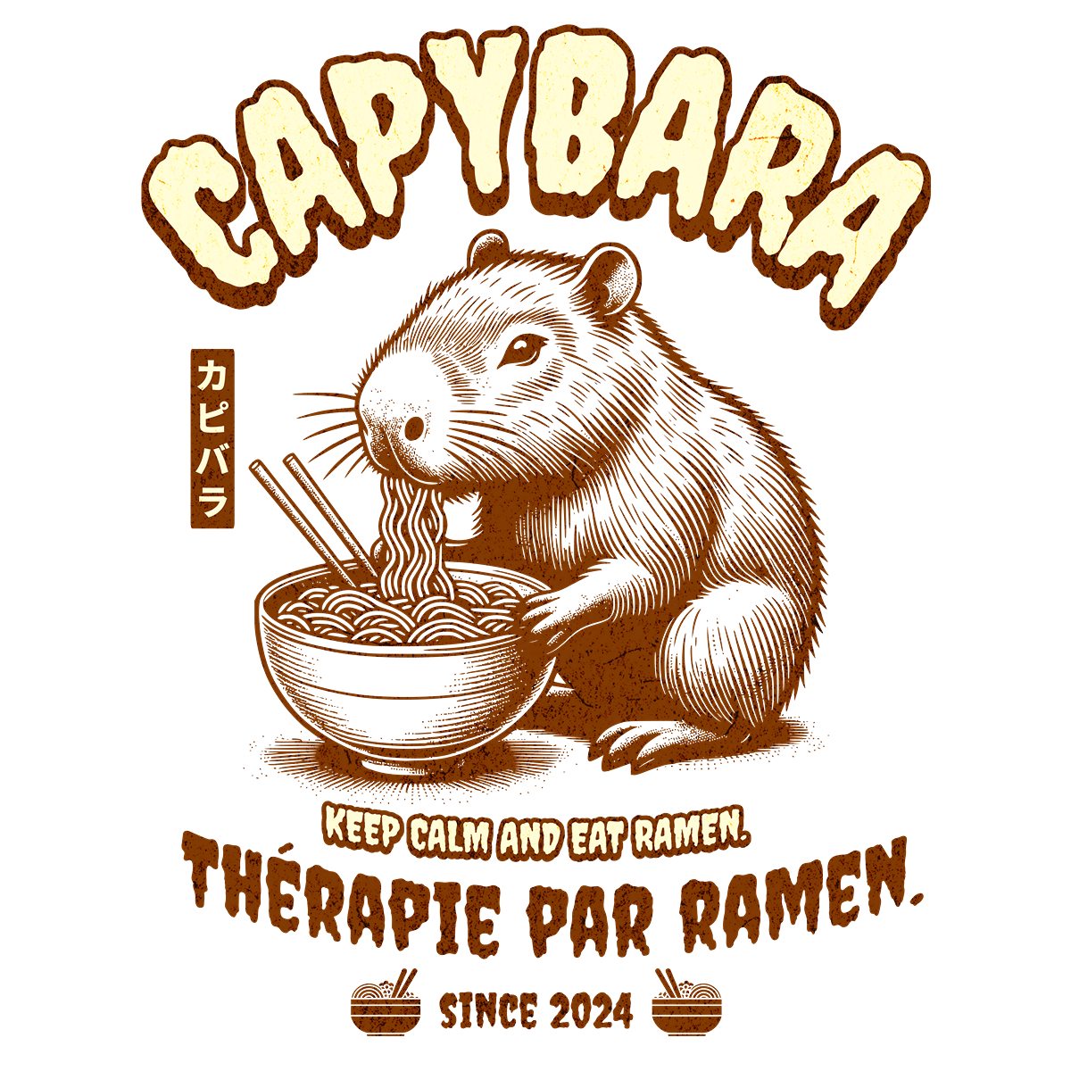 Capybara Ramen - Rodent Capybara Ramen Noodles Bowl Japan Retro.png