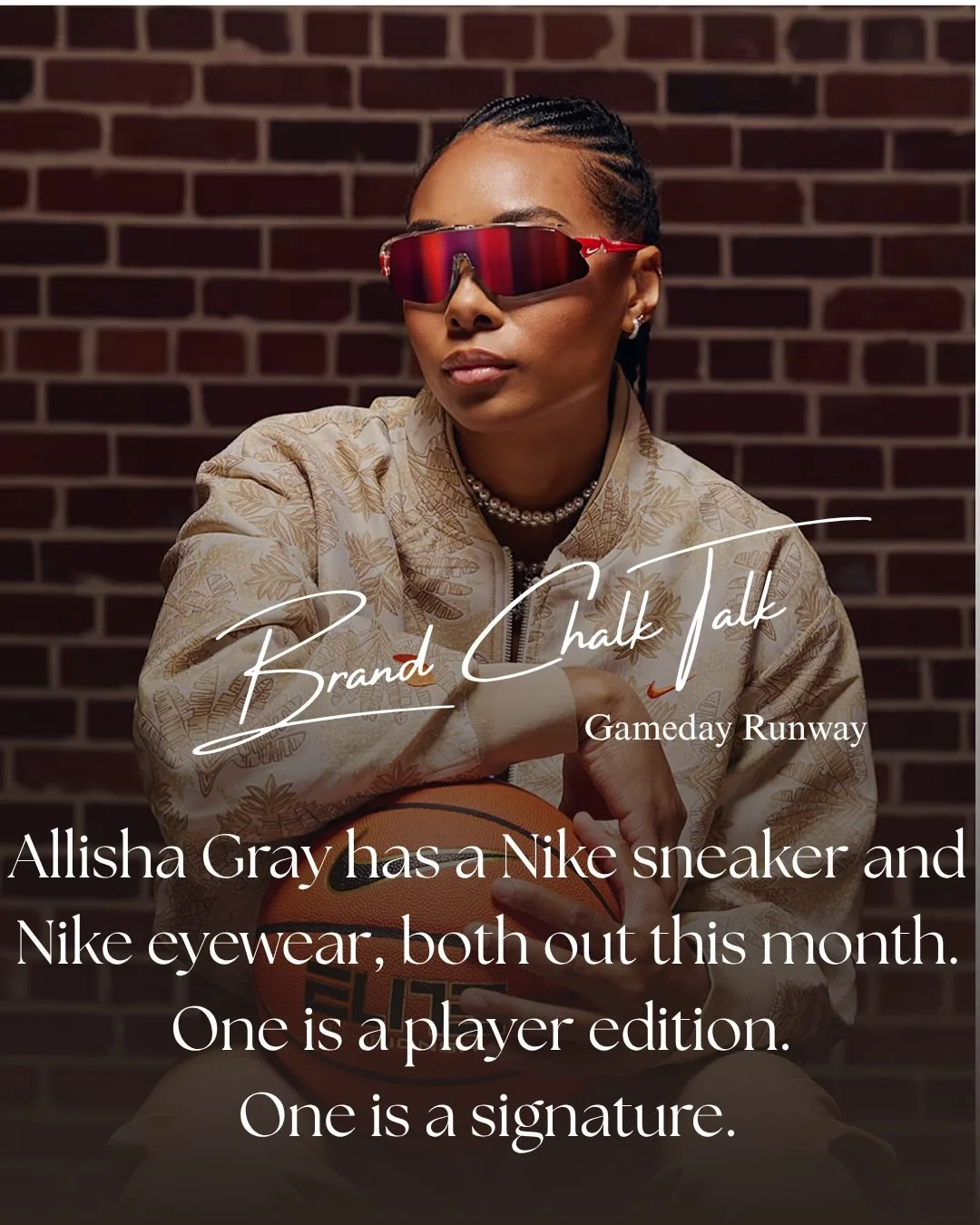 Allisha Gray&rsquo;s goggles are now a Nike product.

Not a sneaker. Not sunglasses. Protective eyewear, which is a space I haven&rsquo;t seen explored this way.

Three years of development meetings to get the specs right, and it sold out fast.

Full