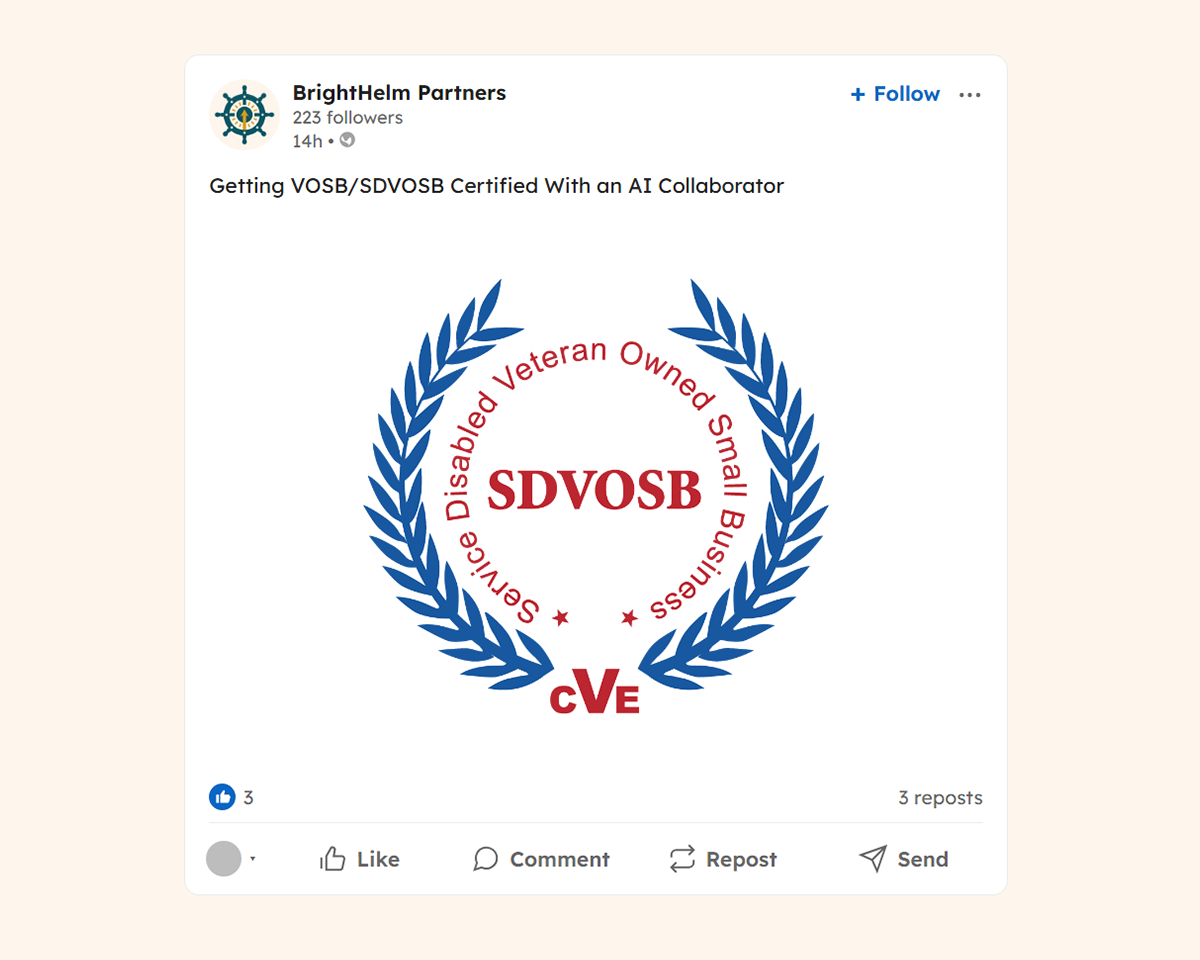 We Did It Together: How a Veteran Business Owner and an AI Agent Tackled Federal Certification — and Won