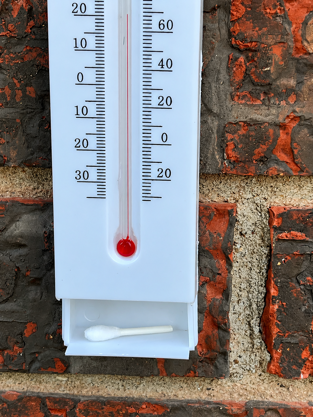 Wall-mounted thermometer scent work hide for elevated odor detection training