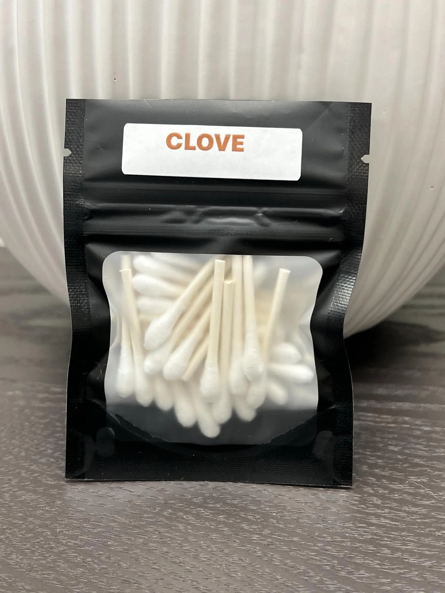 Clove scented Q-tips for scent work and nose work training.