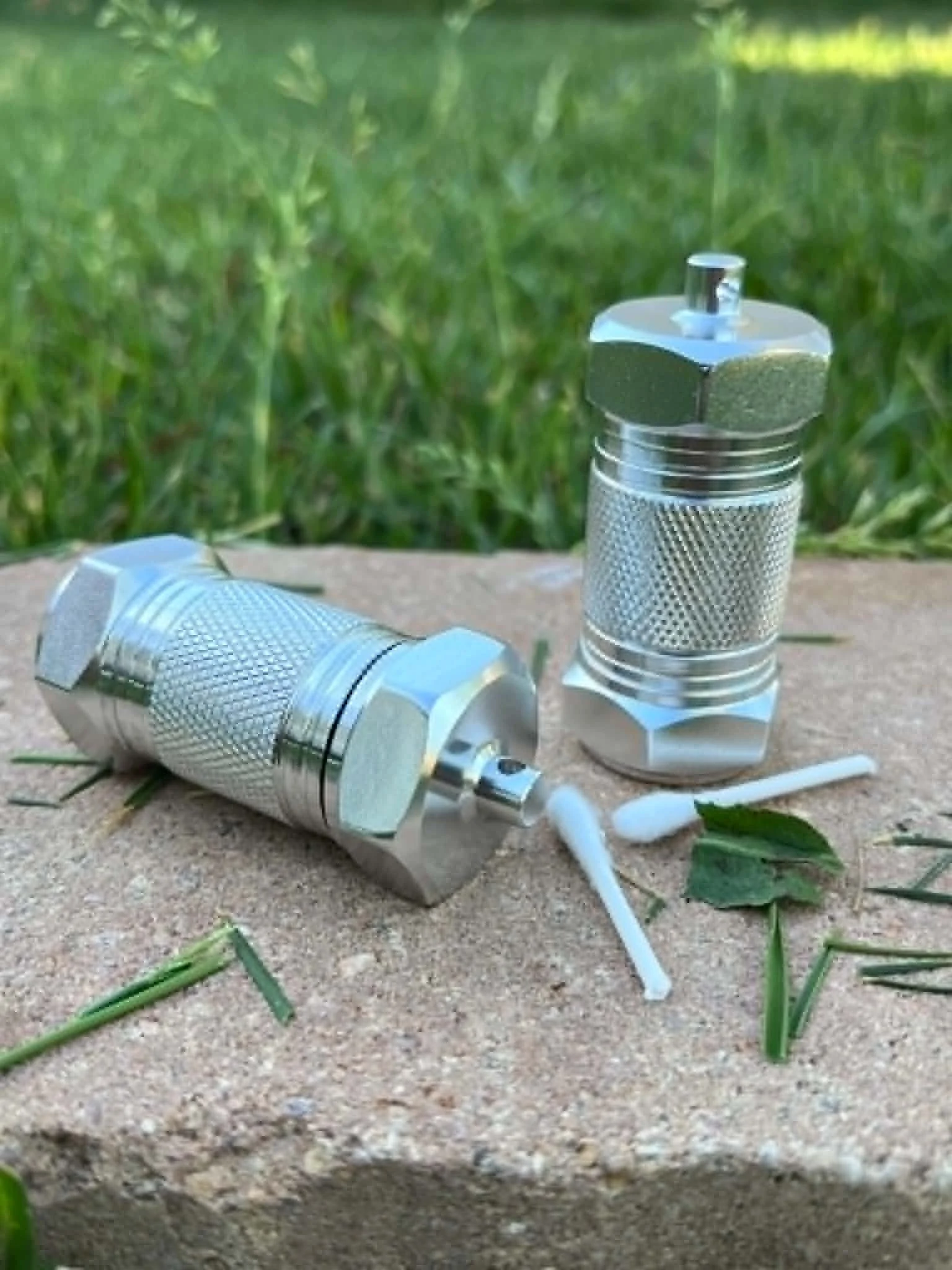 Silver odor barrel nose work hide vessel for exterior scent work searches and high visibility training setups