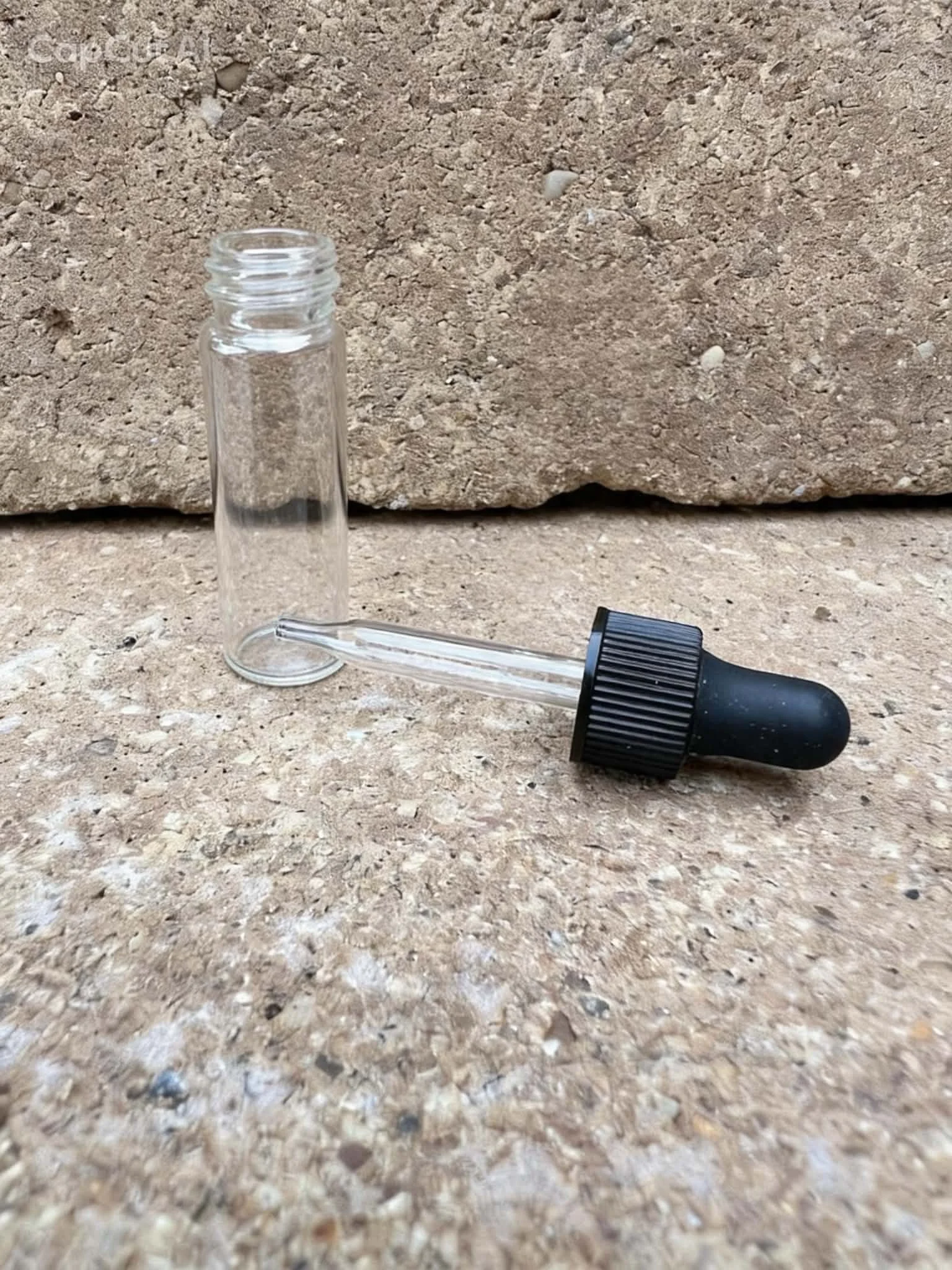 Clear storage bottle and glass dropper for scent work essential oils