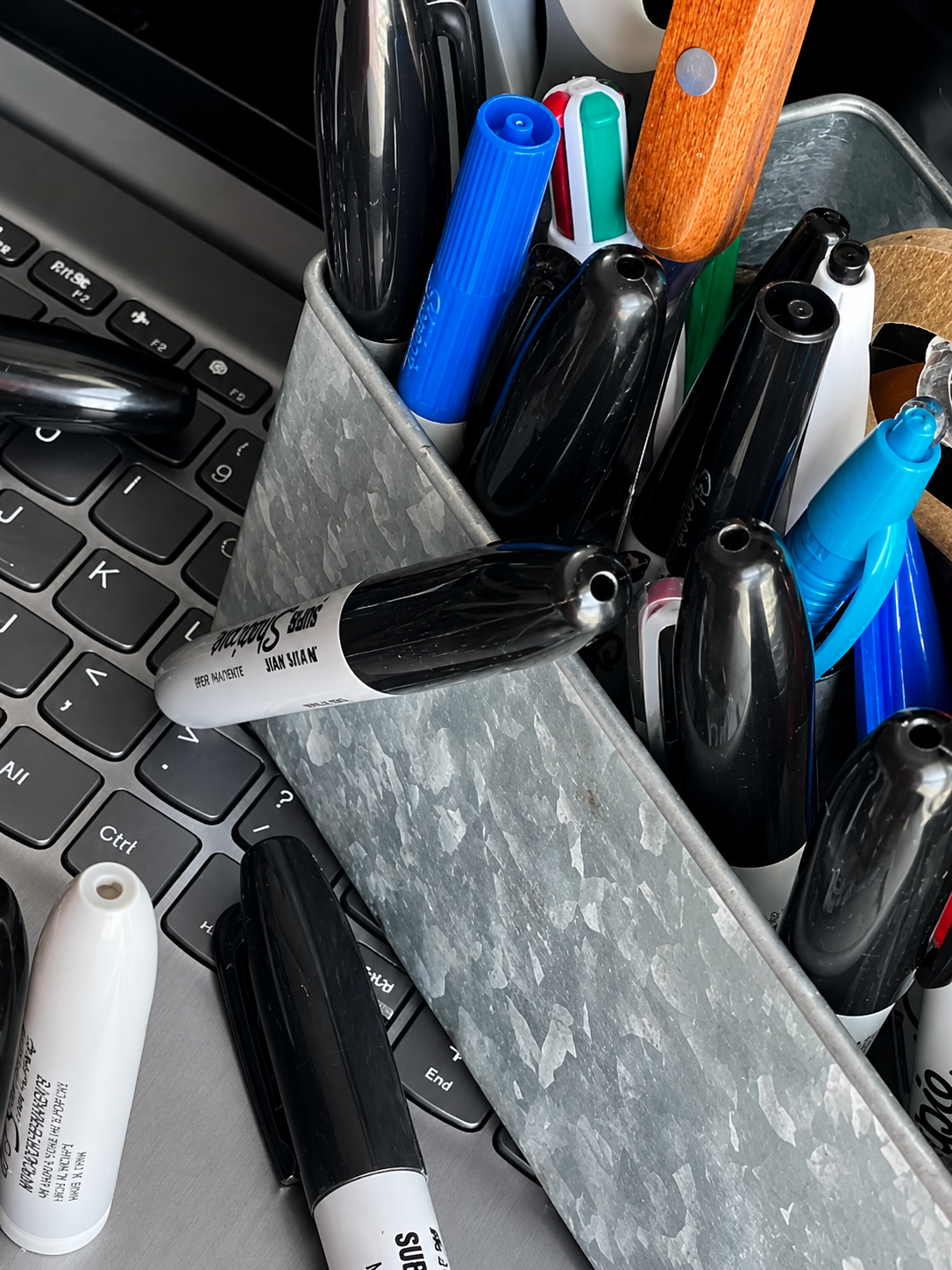 Sharpie-style scent work container that blends into office and classroom search environments