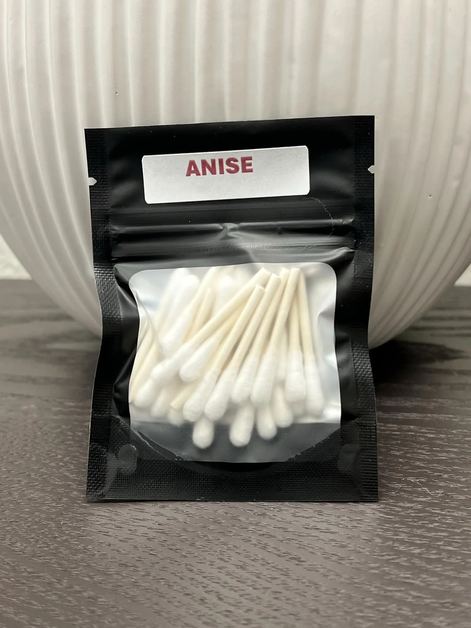 Anise scented cotton swabs in Mylar bag for scent work and nosework training