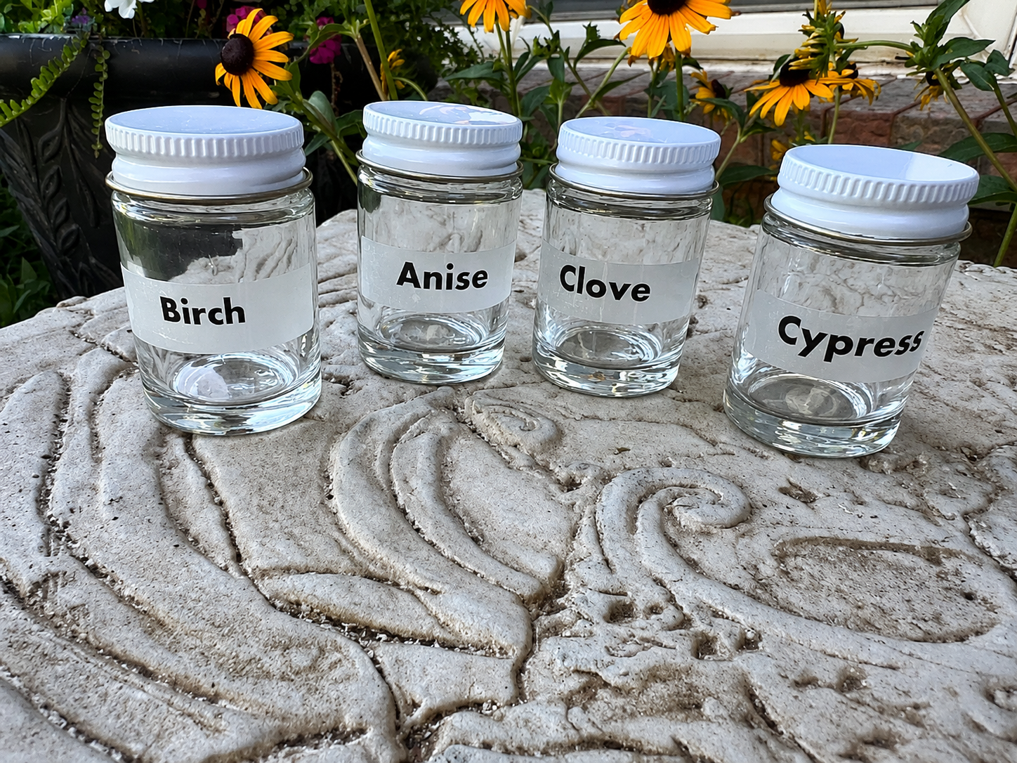 Compact glass jar for scent work odor storage, ideal for organizing oil-scented Q-tips and building a custom nose work kit