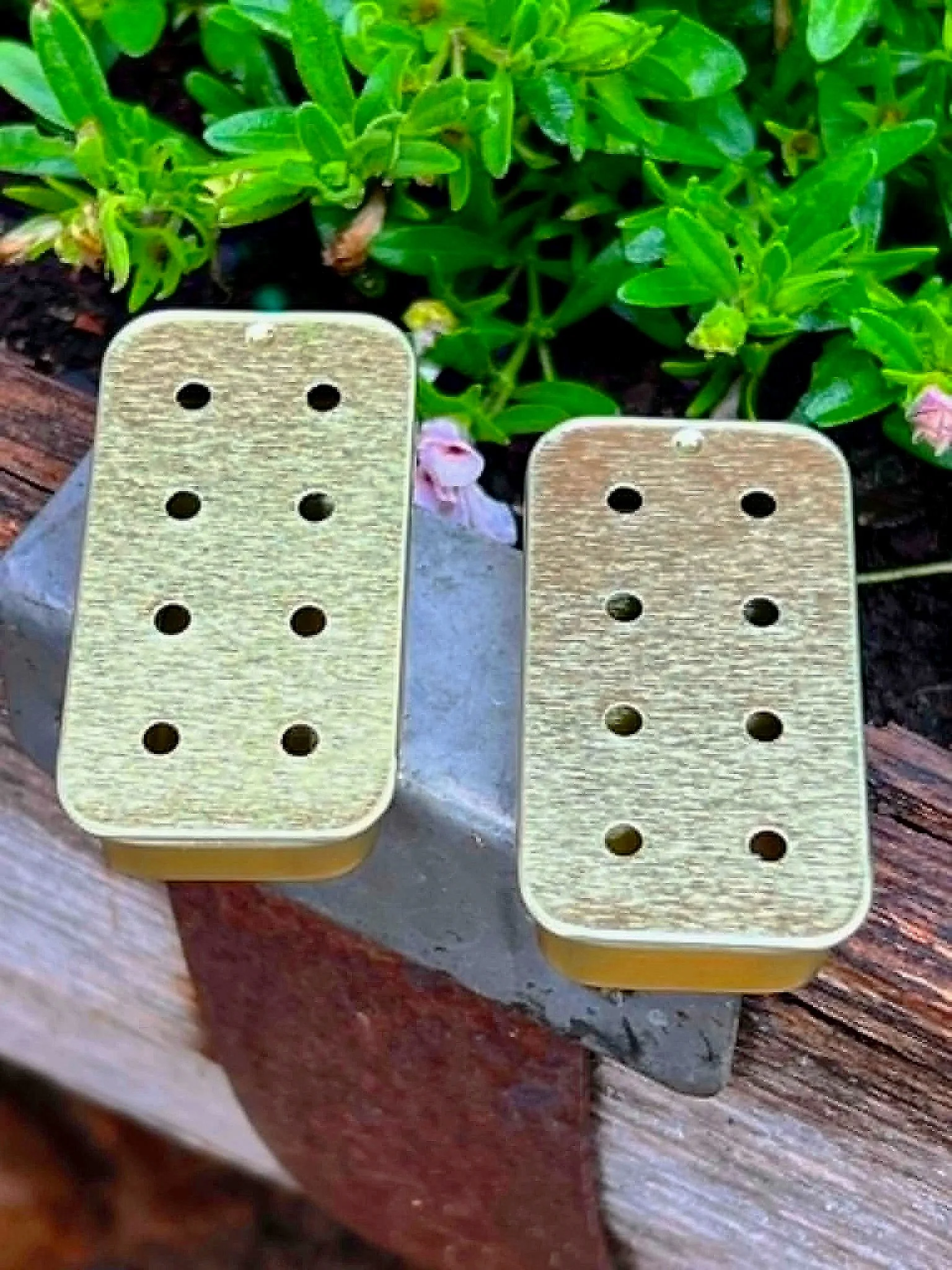 Gold scent work slider tin featuring eight ventilation holes and sliding lid.