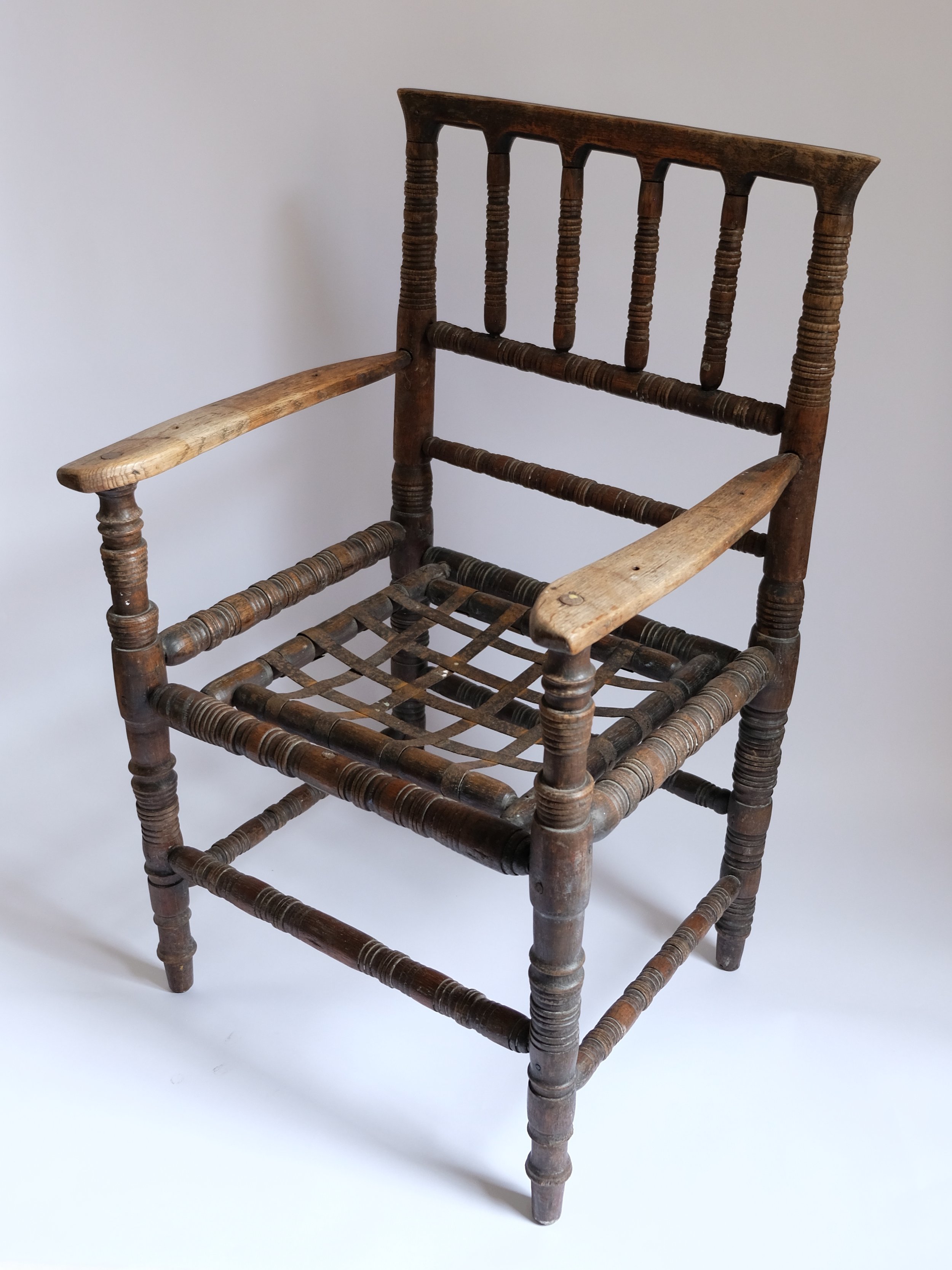 Bobbin-Turned Oak Armchair