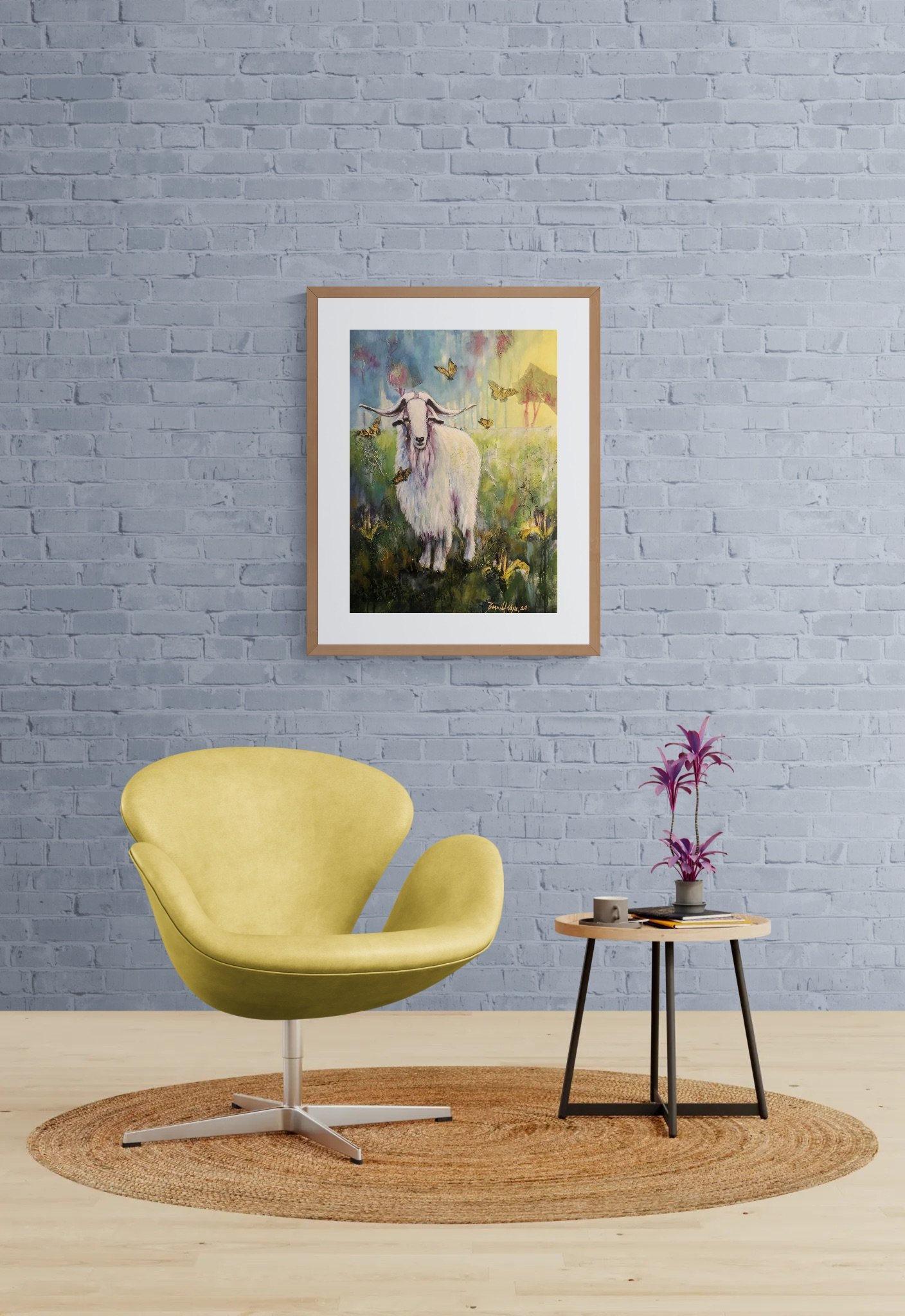 Minimal room with a leather chair and side table.jpeg