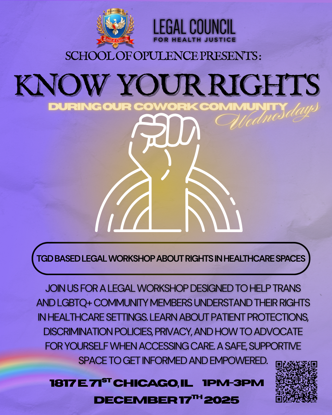 Know Your Rights in Healthcare Spaces Workshop with IL Pride Connect and IL Legal Council