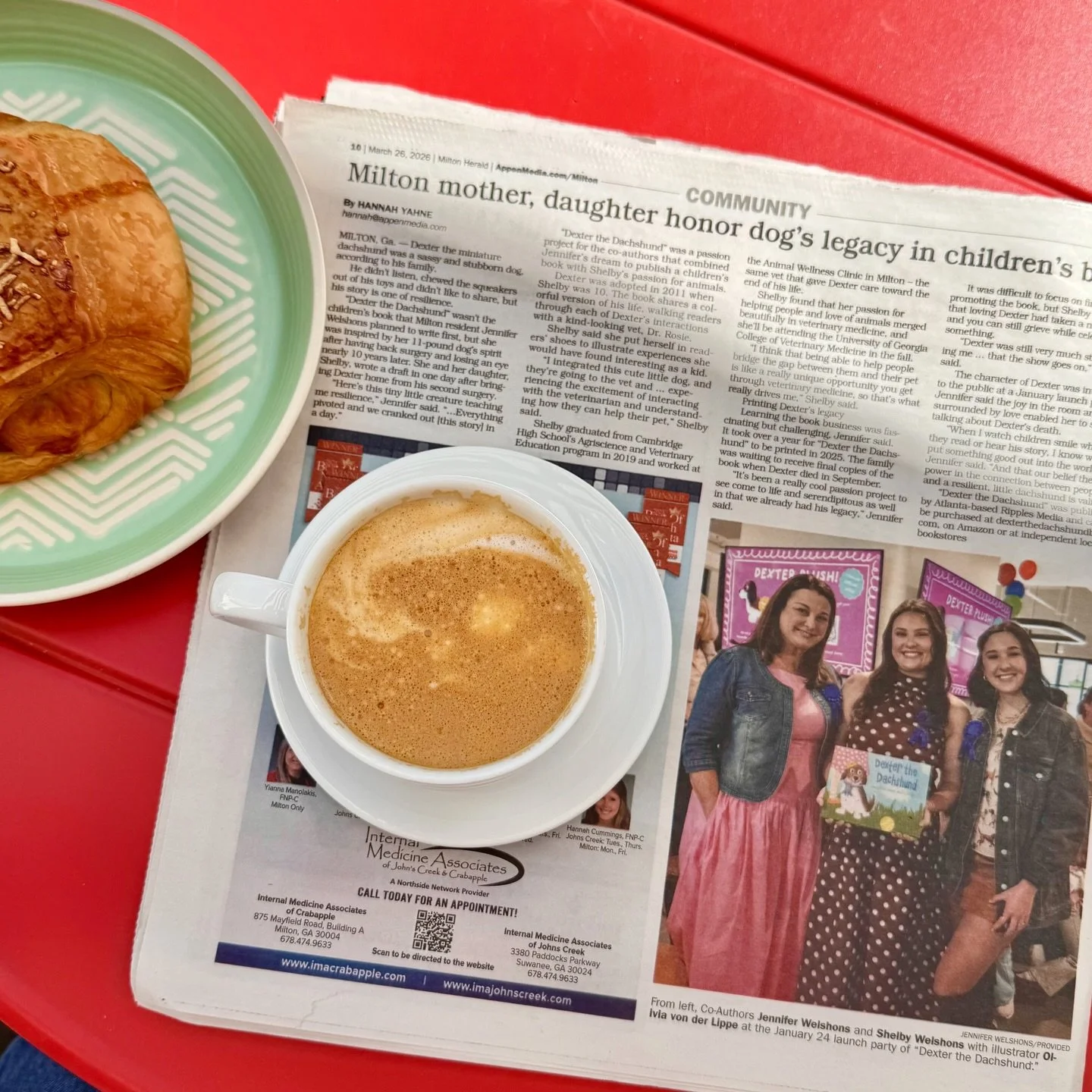 Enjoying some gentle reading this morning 🗞️🪻☕️

Dexter the Dachshund got some print time in several North Fulton publications this past month! Jen and Shelby were especially excited to be featured in the Milton Herald, their local newspaper. Check