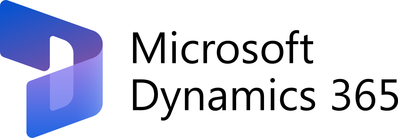 Logo of Microsoft Dynamics 365 with a abstract shape with blue and purple hues next to "Microsoft Dynamics 365"