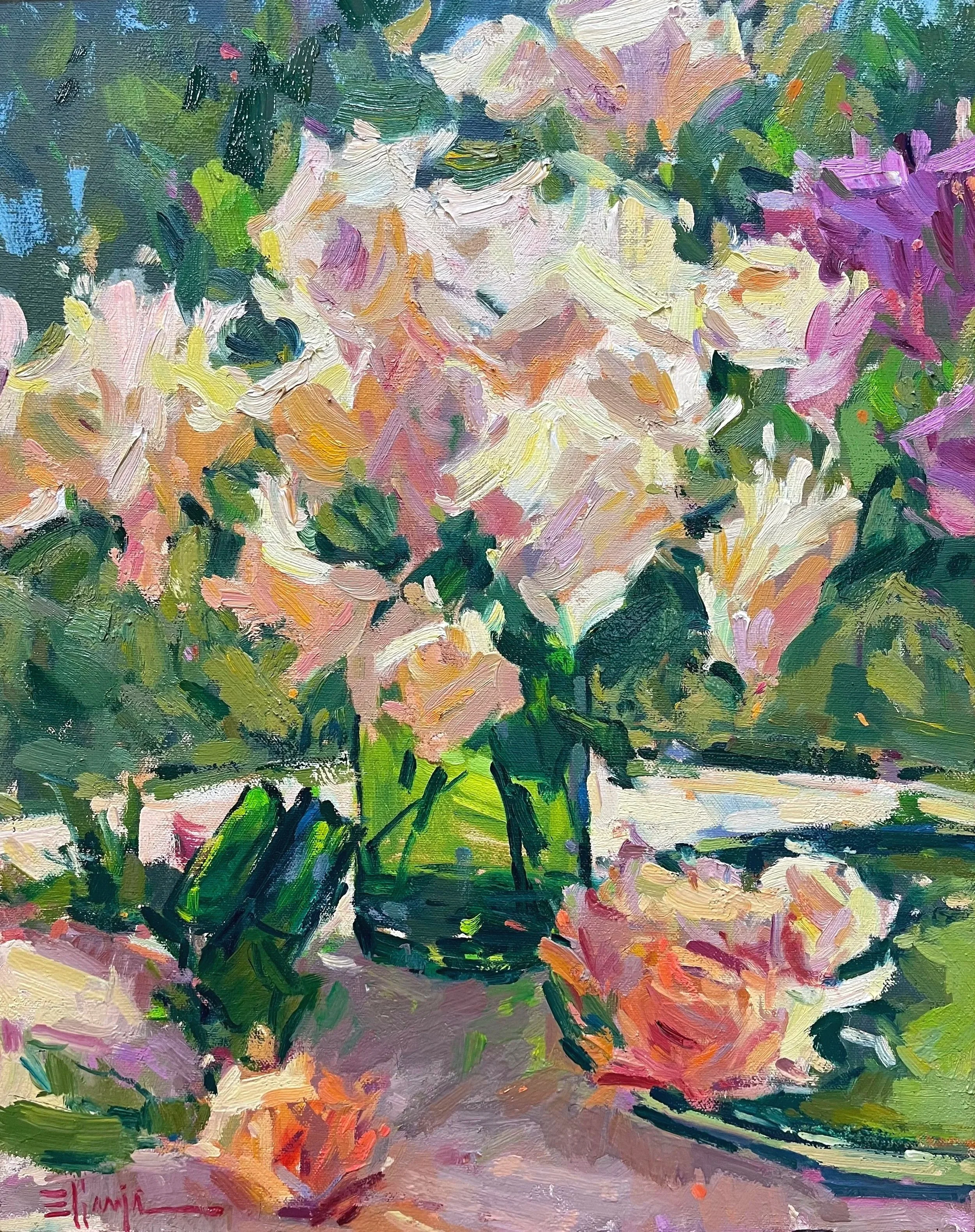 June Roses in Green Jar oil 12x16 Available