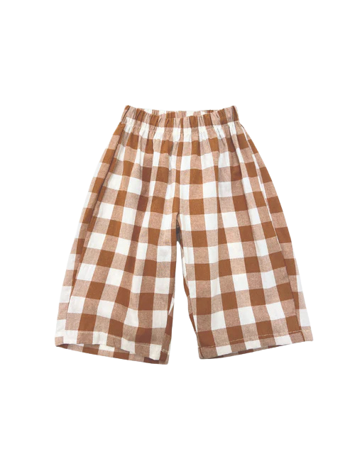 Brown Gingham Pull-On Pant