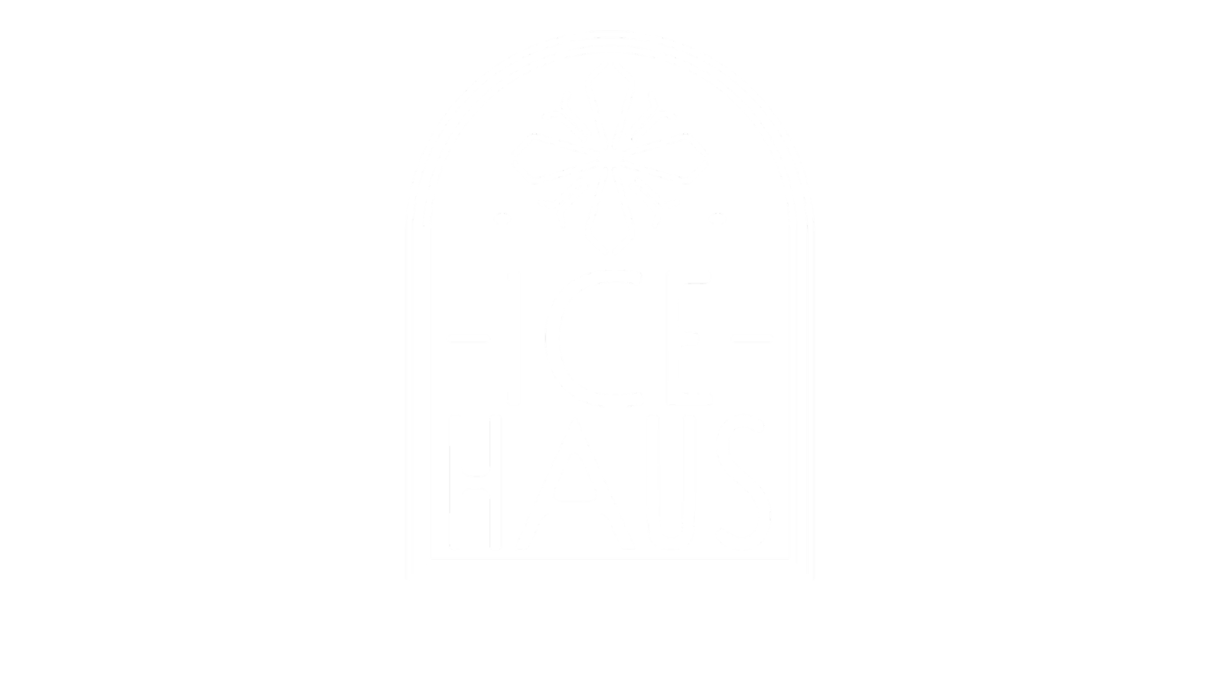 Ice Haus Condos logo featuring arched design and snowflake, representing modern condos in Sheridan, Wyoming.