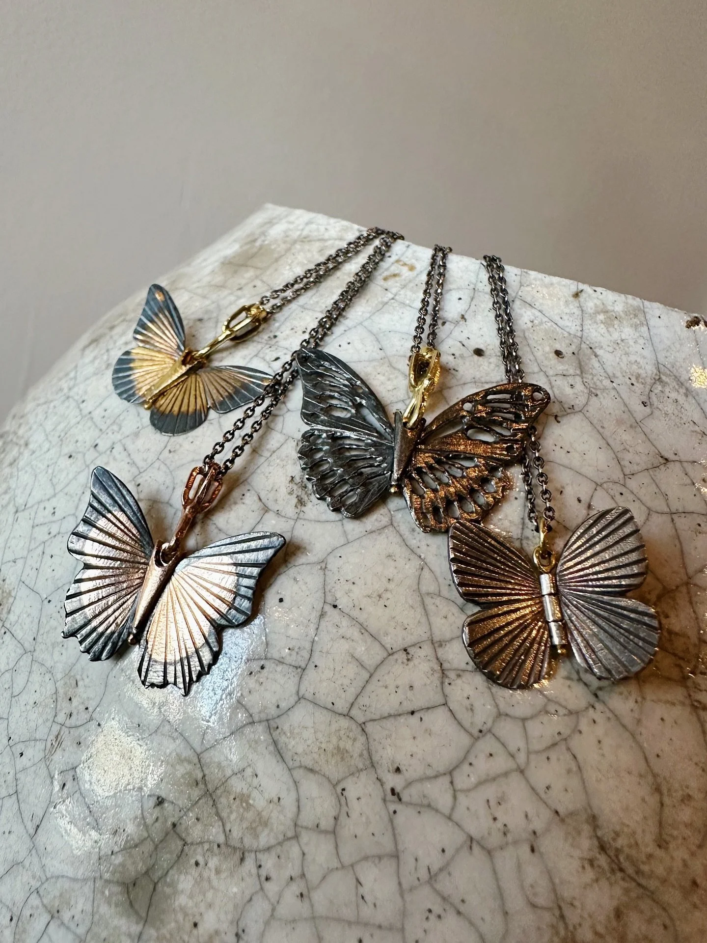 A fresh collection of butterflies have arrived @aheutsche #studiocity #losangeles from @jamesbanksdesign ✨ Not only are they stunning on their own, but layered they have a whole different impact. *more available than photographed, please reach out fo