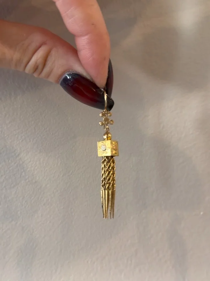 Circa 1880 Vintage earrings that not only look great, but they also shimmy and shake. Available now @aheutsche 

You might see @haroldandmaude with these on in the wild ✨