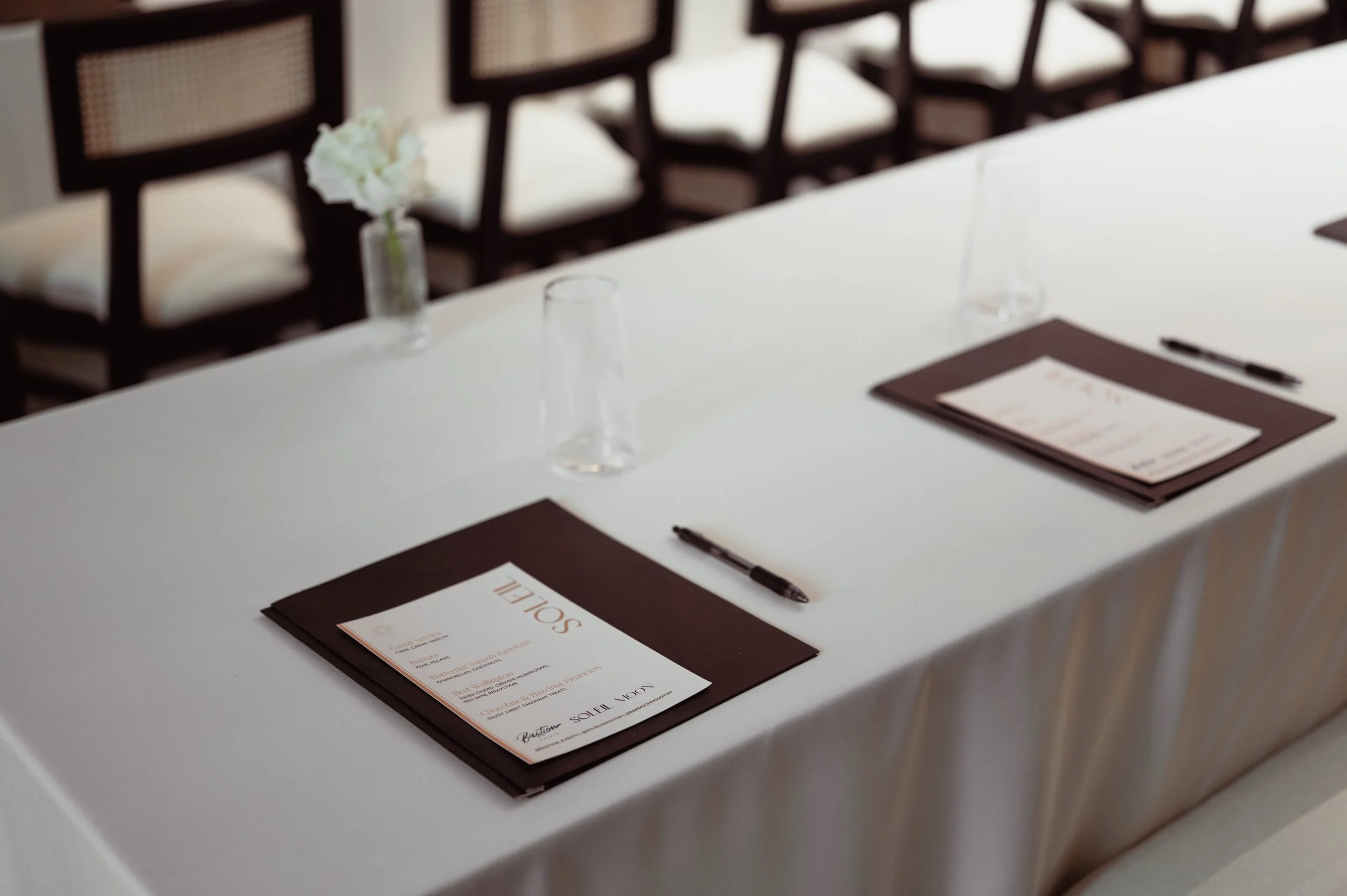 presentation style setup with menus and folders and pens