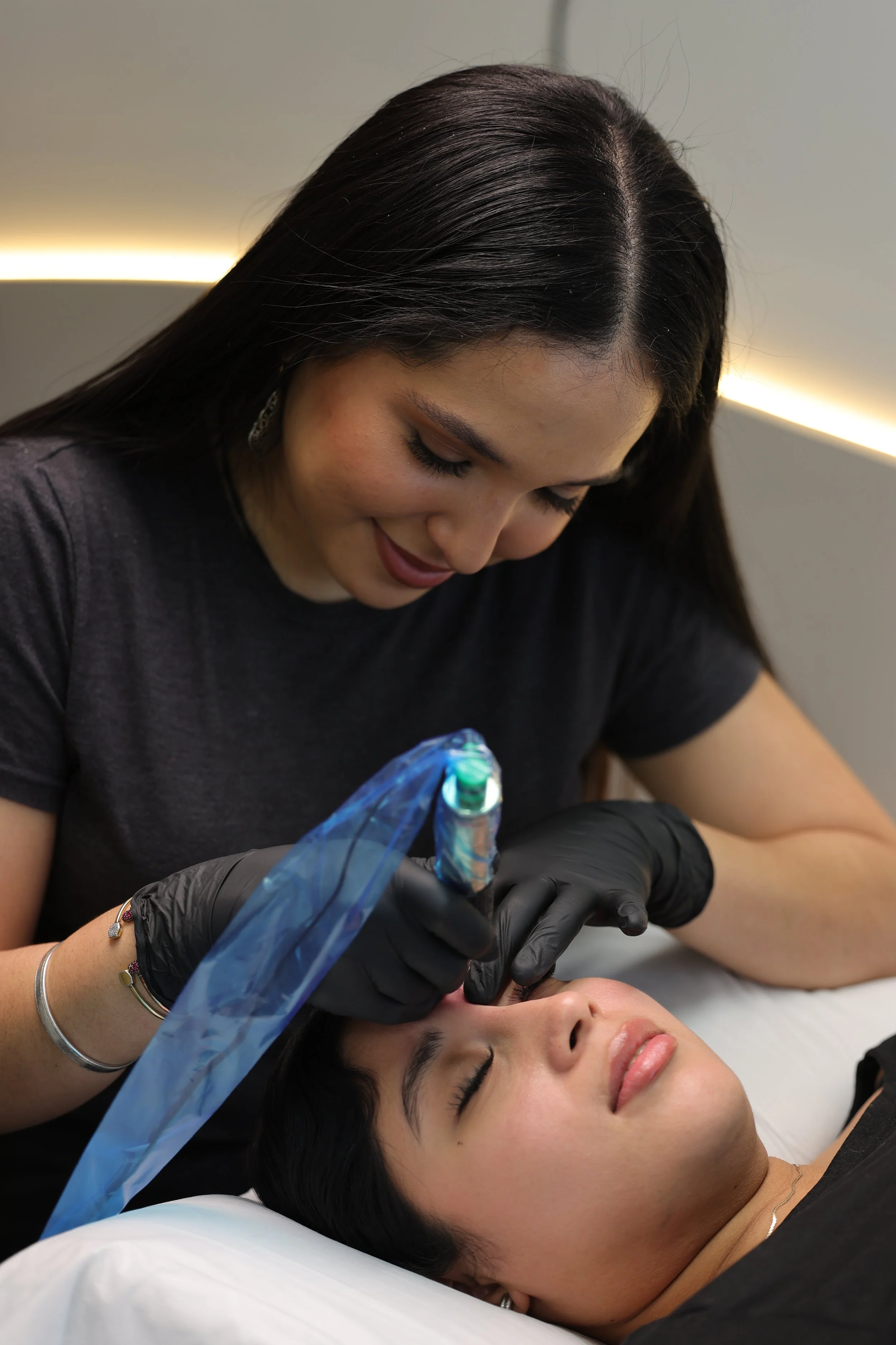 Nano Brow procedure performed at TéTé in Conway, SC, using a permanent makeup machine.
