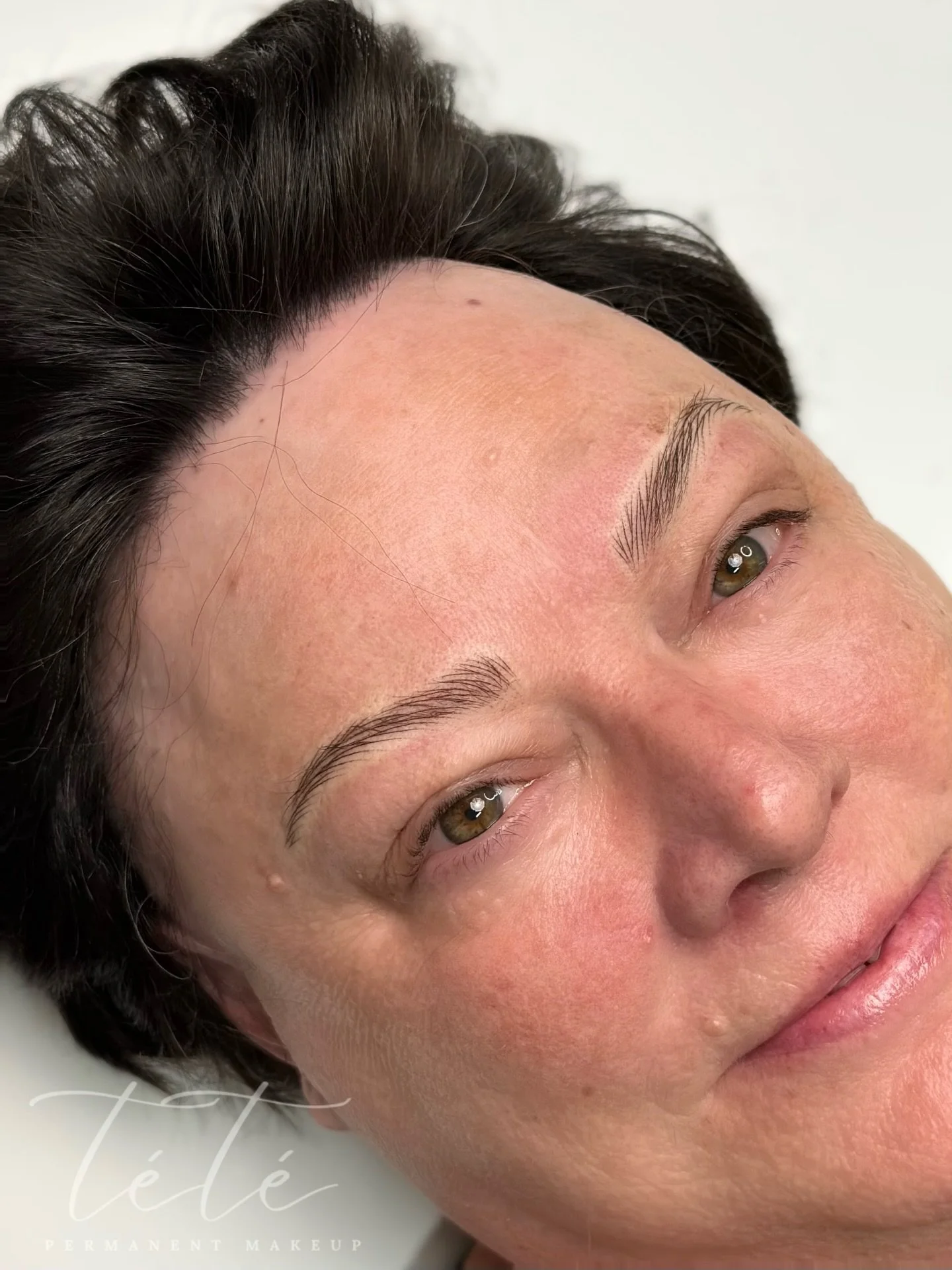 My client was between combo and nano brows. Since she wears makeup for work all the time, she decided to go with nano brows so she can keep a natural hair pattern and still use pencil whenever she wants, just following the shape that&rsquo;s already 