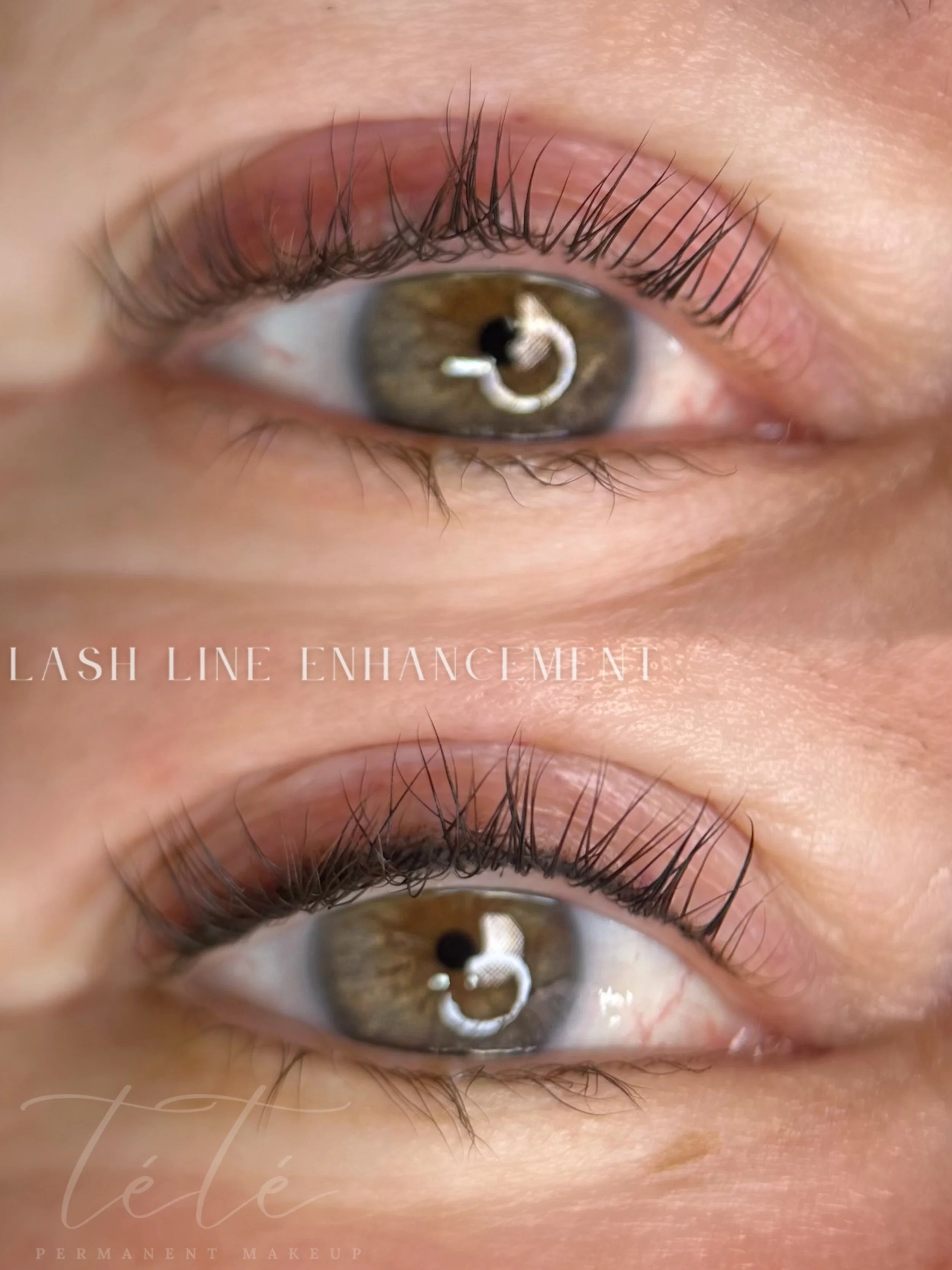 Before and after Lash Line Enhancement by TéTé in Conway, South Carolina, showing added definition along the lash line.