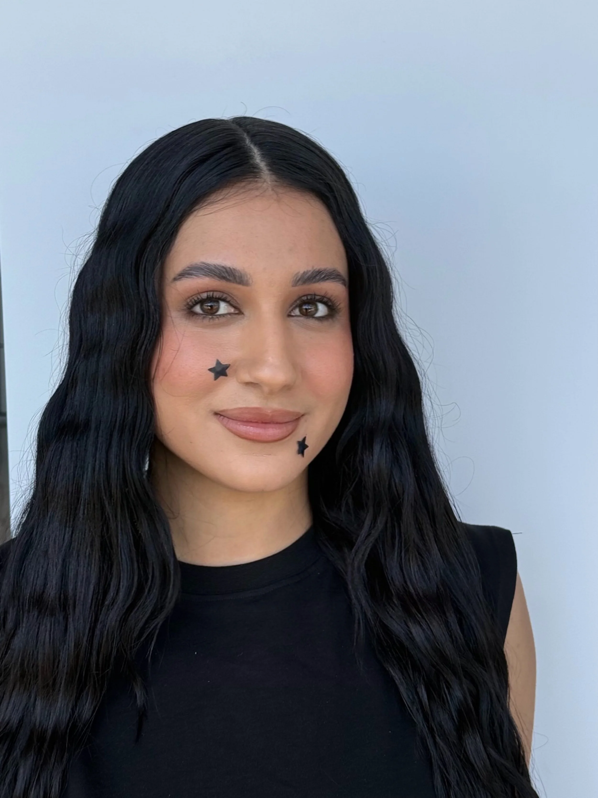 Salon customer with new long natural braids