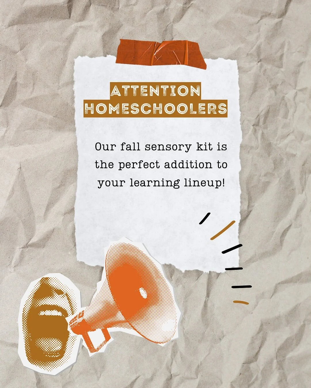 🍂✨ Attention Homeschoolers! ✨🍂
Our Fall Sensory Kit is the perfect hands-on way to bring stories to life in your homeschool. 📚🍁

This season&rsquo;s kit is built around There Was an Old Lady Who Swallowed Some Leaves, helping kids strengthen read