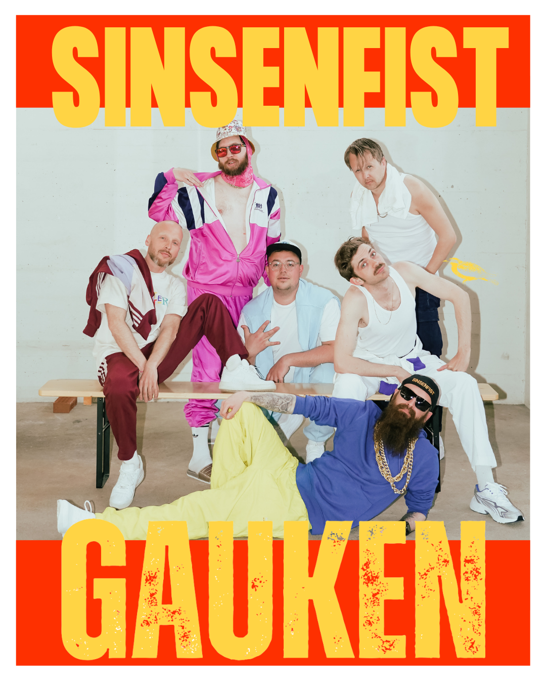 SINSENFIST - leverar 100% blodseriøs og uhøgtidleg gangster-rap, med innslag av femstemt song, funk og vaibing. Karane i kanskje Noregs beste hiphop-band spelar alt av instrument og kjem til å få Gauken til å lette!