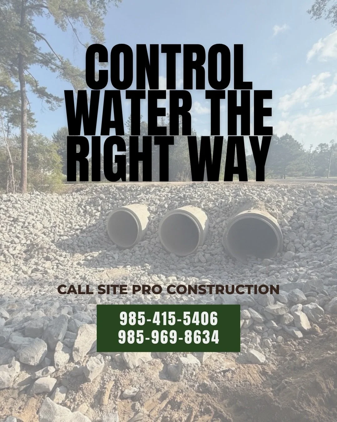 Control water the right way 🤝 In Louisiana, this can be hard to do. 👀 But with the RIGHT contractor- we know how to create solutions.

📞 Call for more details: 985-969-8634 or 985-415-5406

You can see more at our website: www.siteproconstruction.