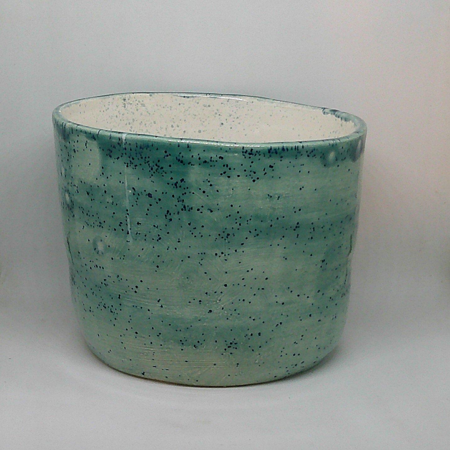 Green and White Flowerpot