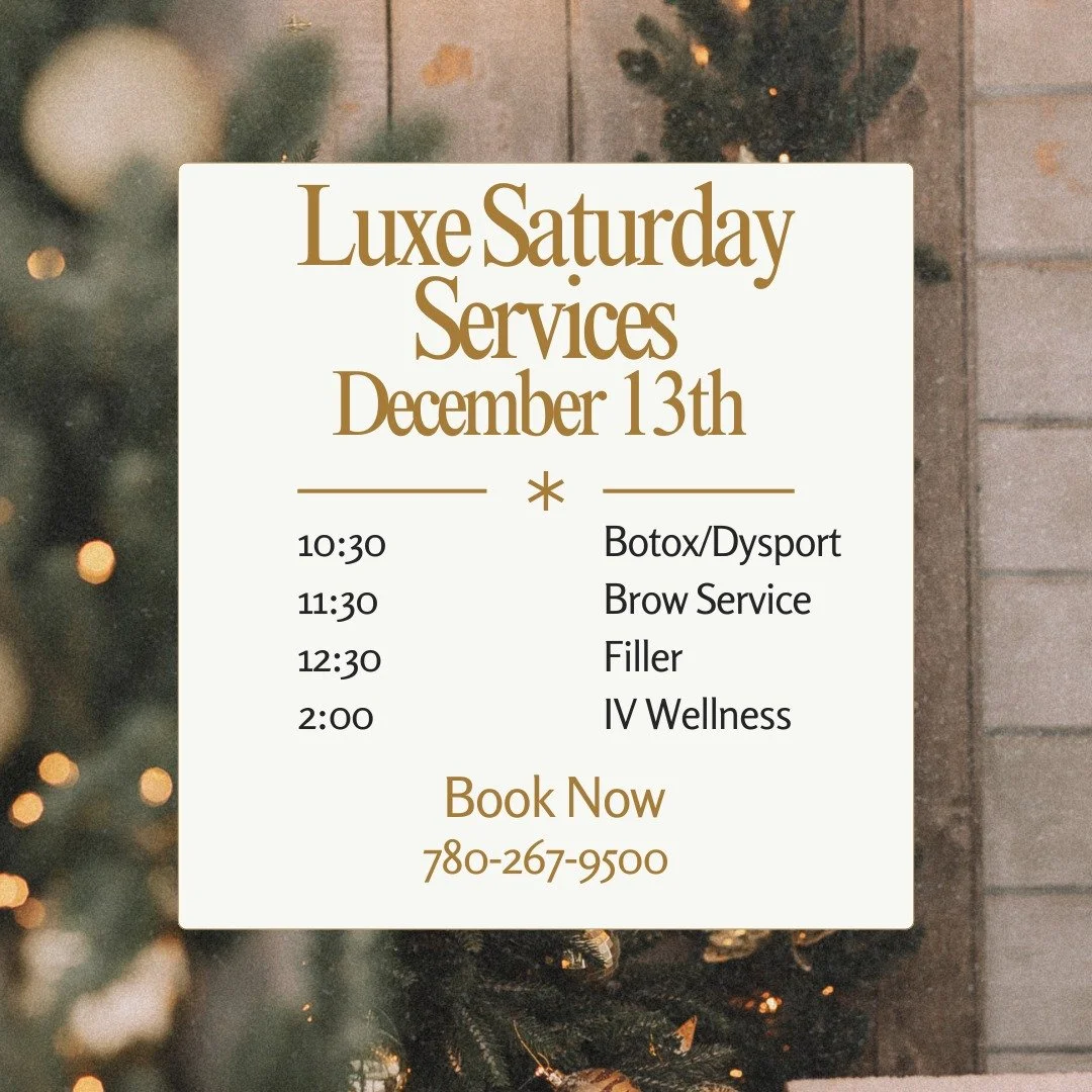 BOOK NOW 💫 for our final Saturday appointments of 2025 at Luxe. 

Get holiday ready with injectable services with @nurseinjector_carrie or get those unwanted hairs taken care of by @rebecca_at_luxe! 

Limited appointments remain, call to get your sp