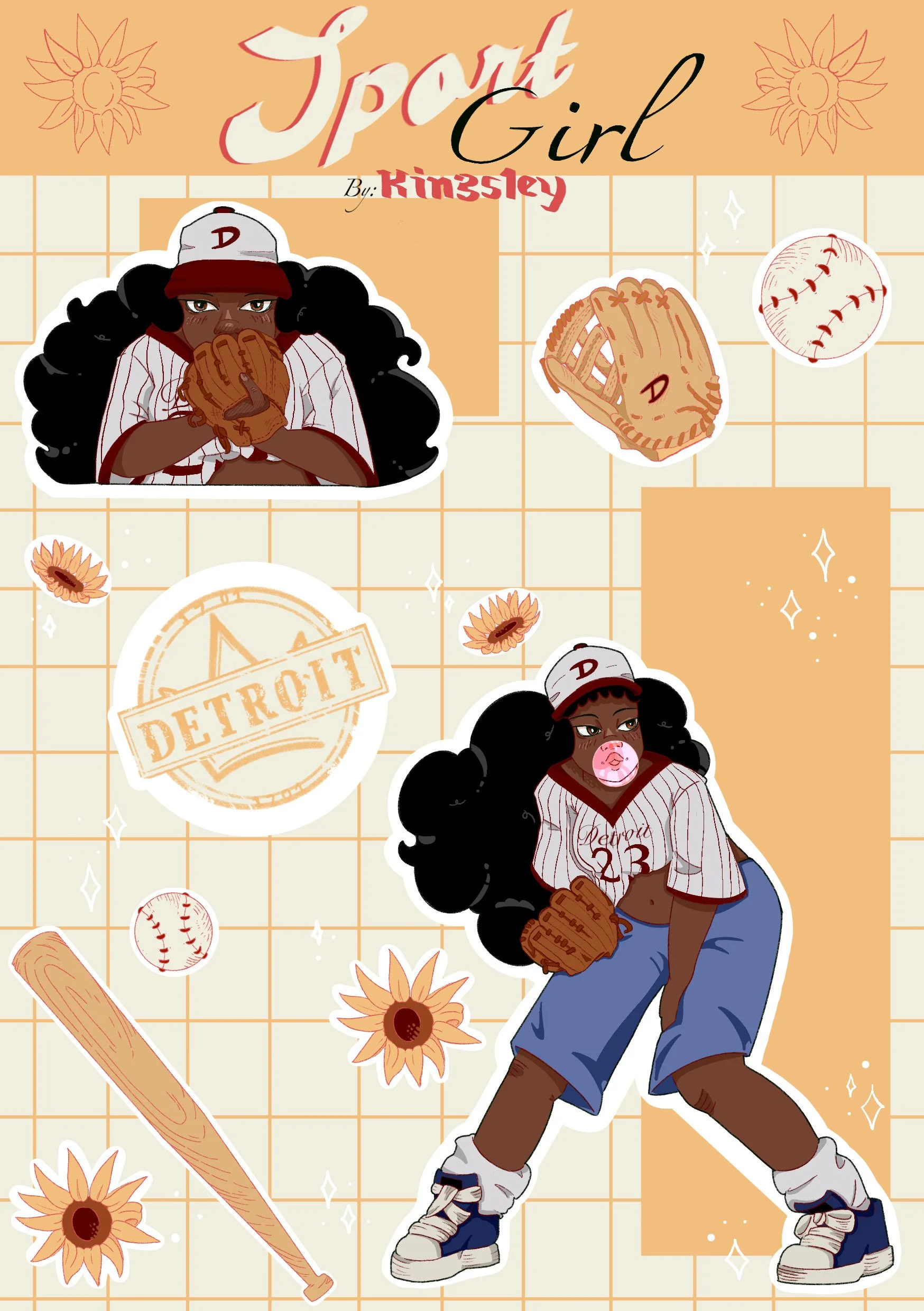 Baseball Girl Sticker Sheet