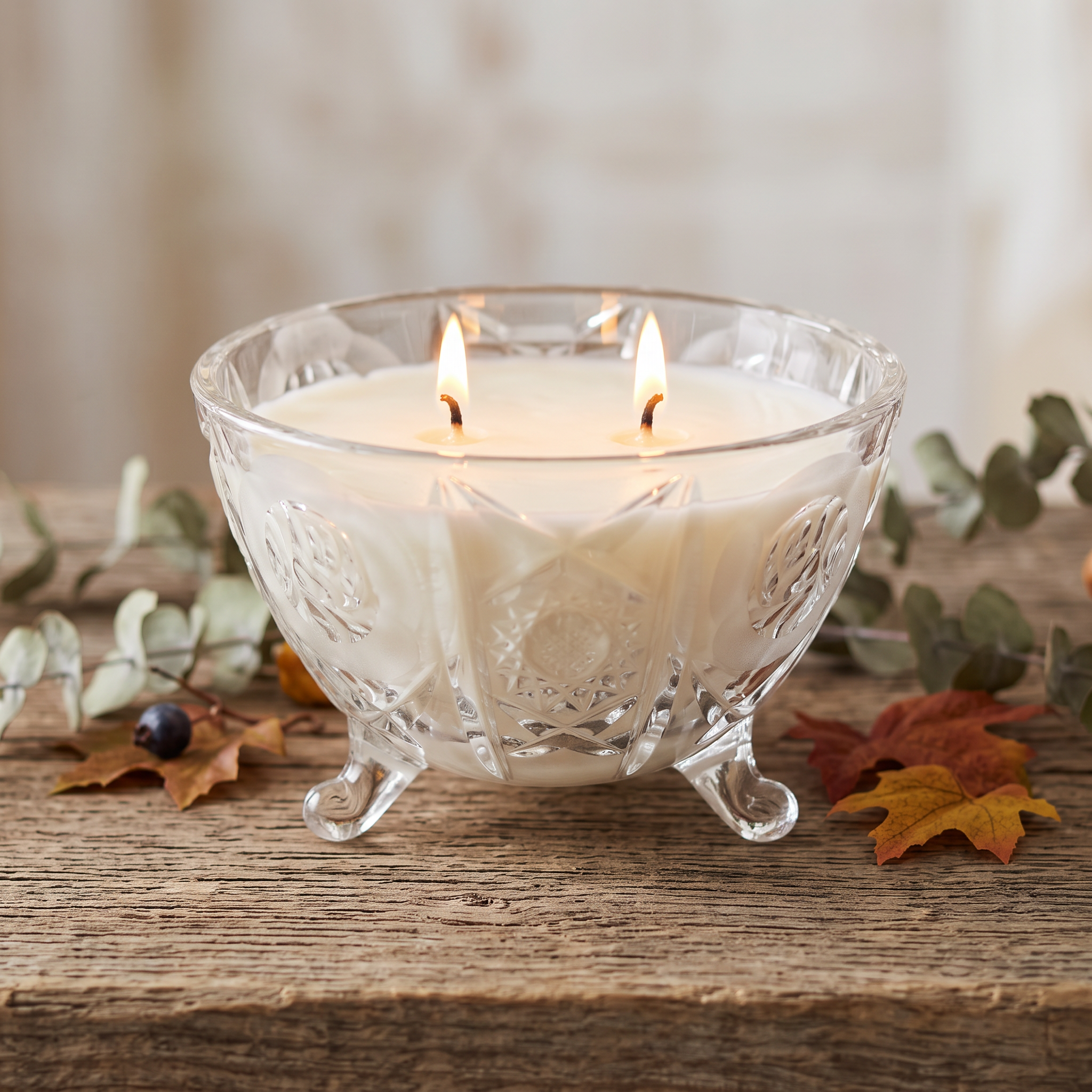 Vintage Crystal Footed Candle - 22oz