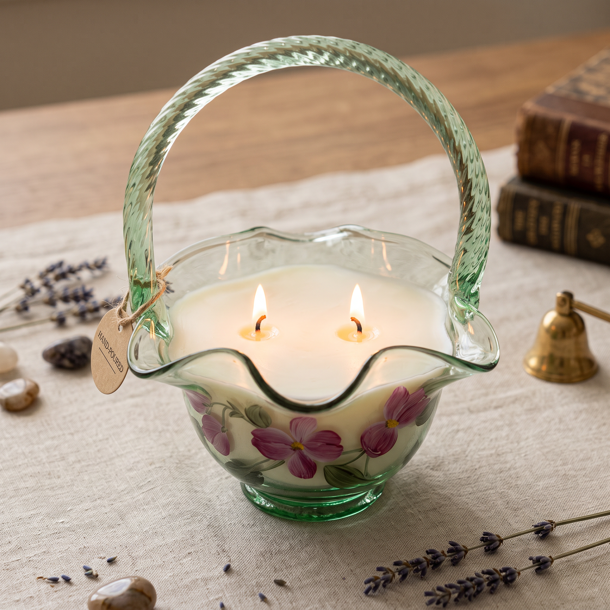 Hand-Painted Garden Basket Candle - 15oz