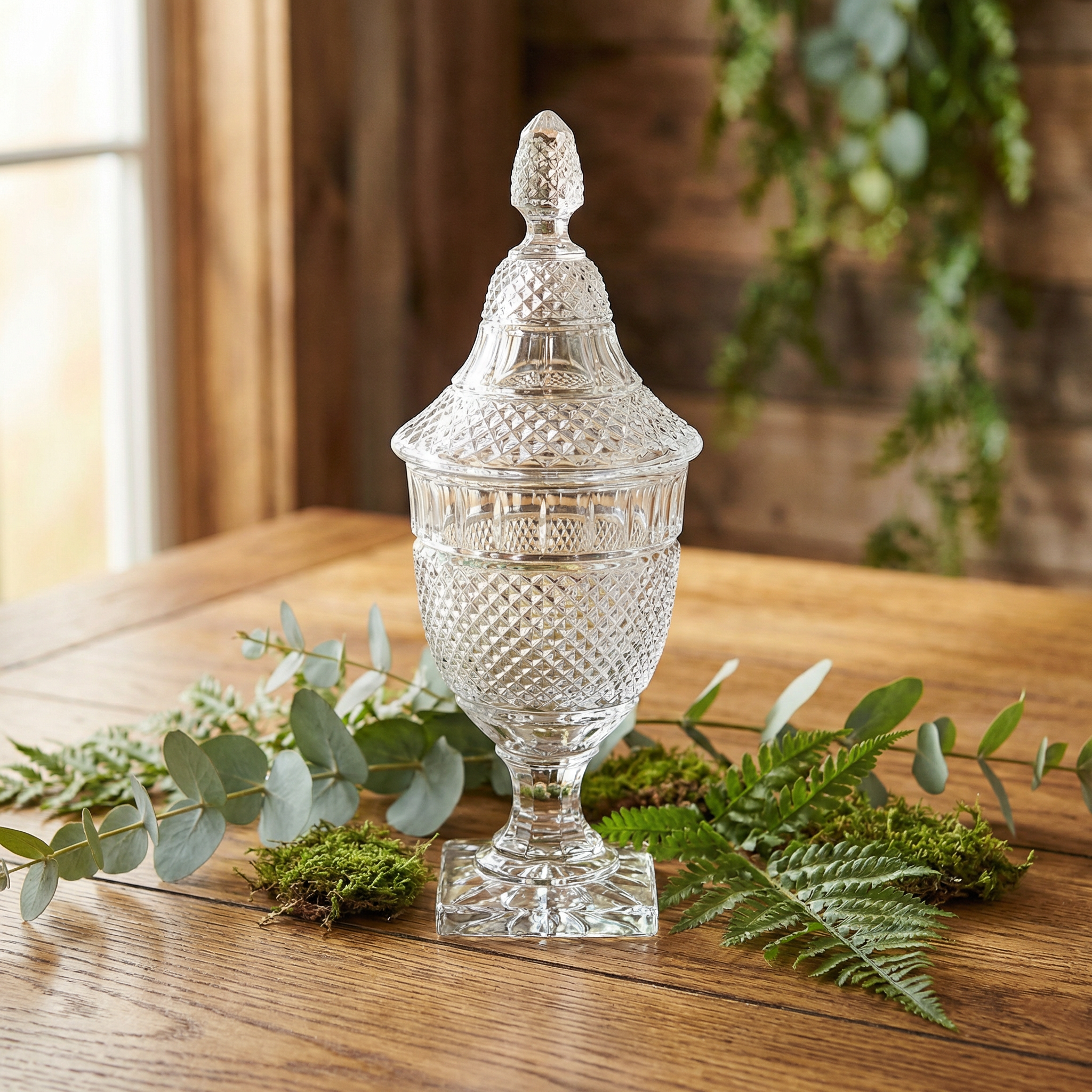 The Petite Estate Vintage Cut Glass Lidded Candle - 8oz