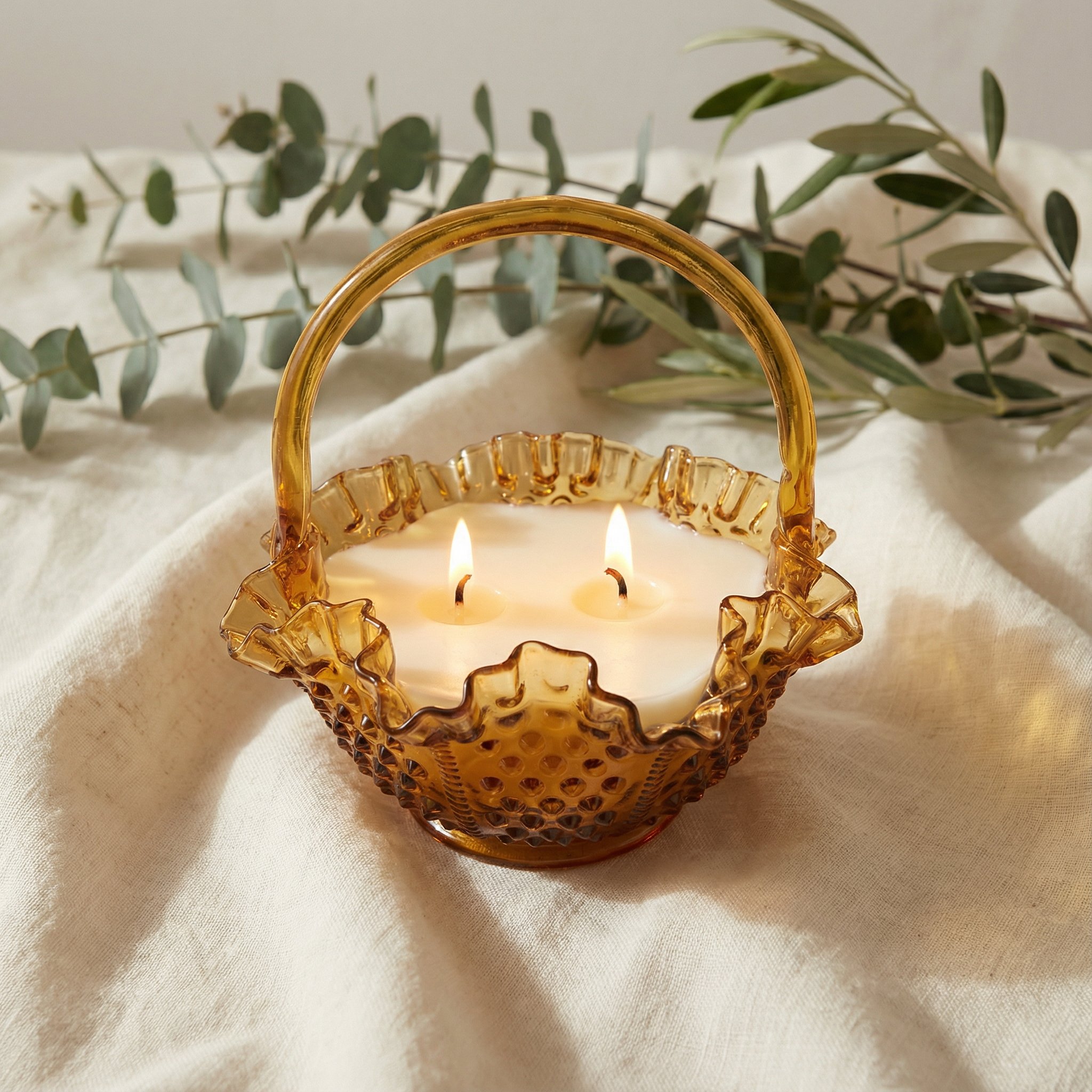 Vintage Golden Hour Hobnail Basket Candle - 20oz