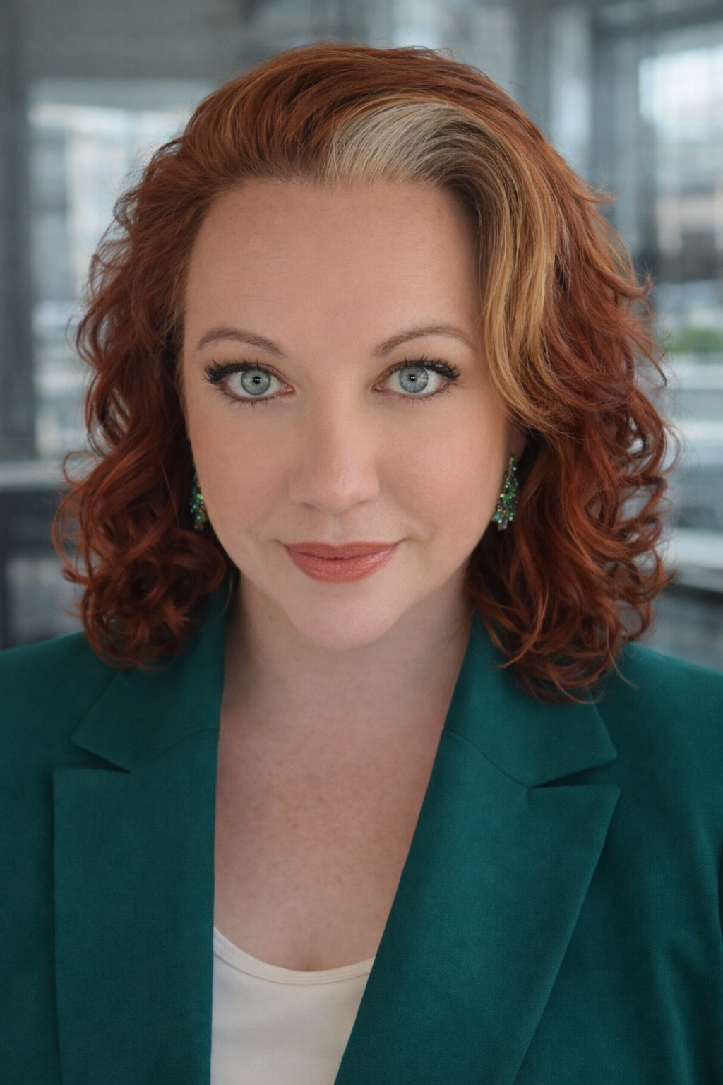 Confident woman in emerald blazer.png